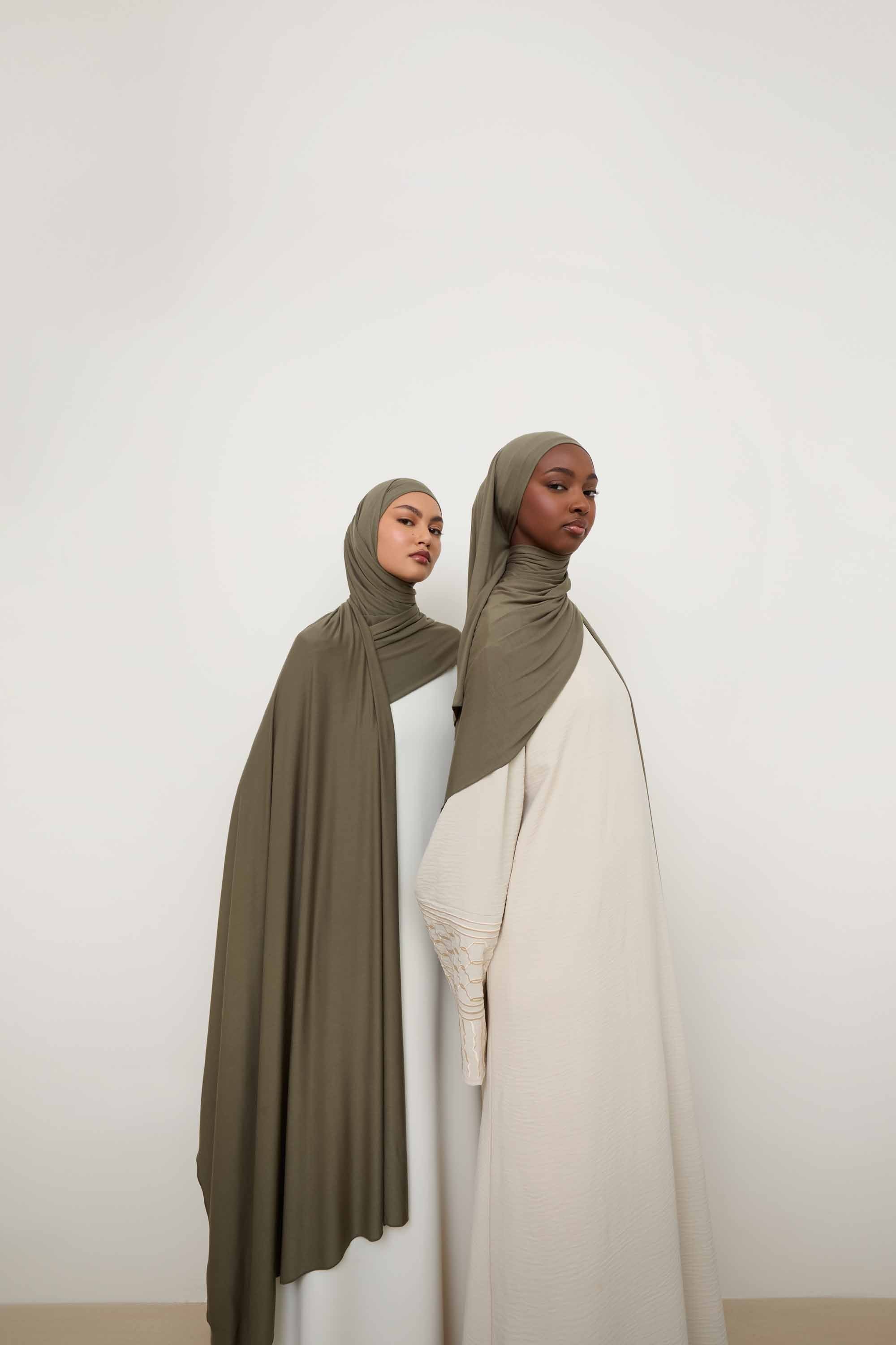 Bamboo Jersey Hijab - Dusty Olive Hijabs Veiled