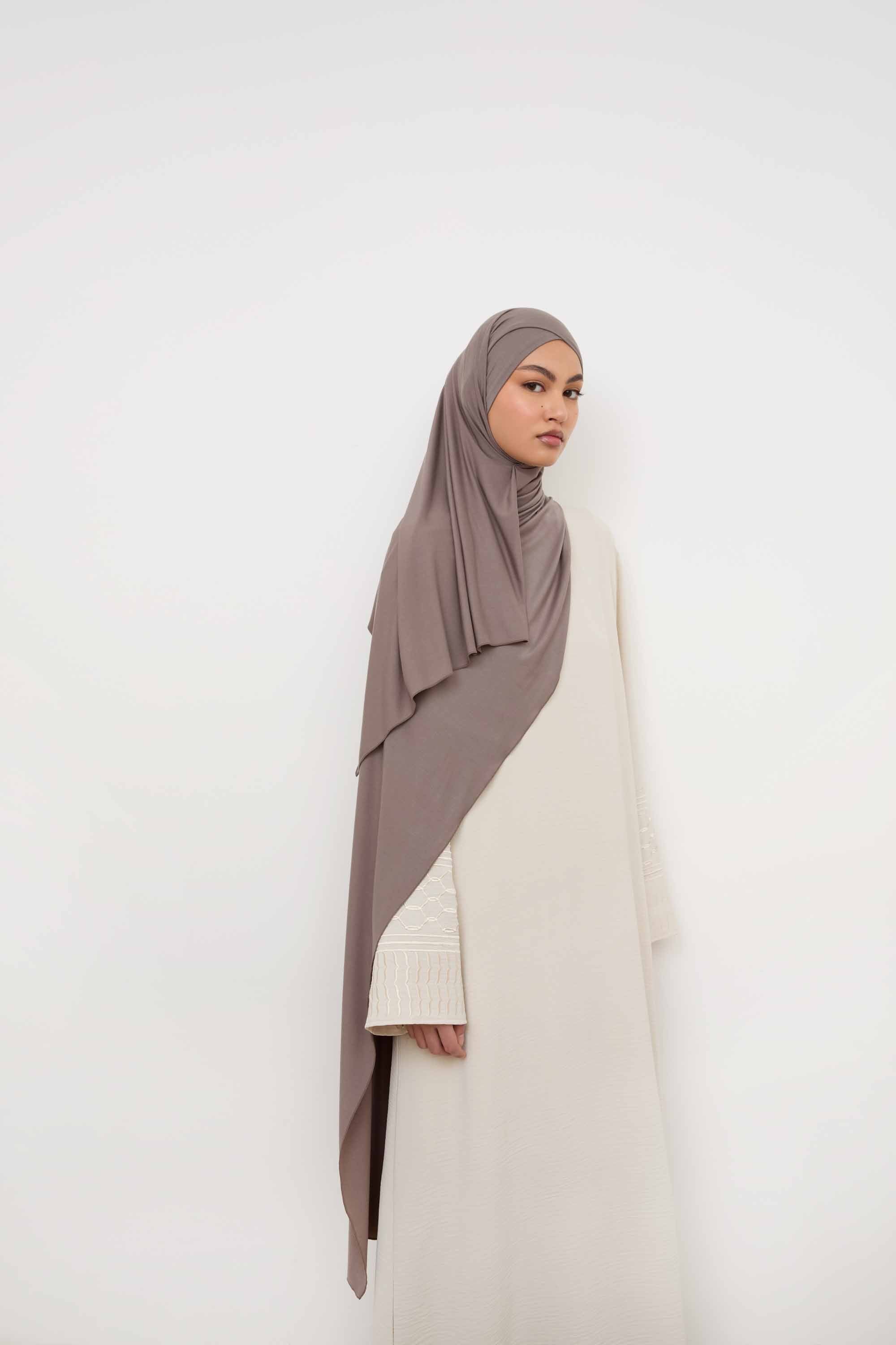 Bamboo Jersey Hijab - Truffle Grey Hijabs Veiled