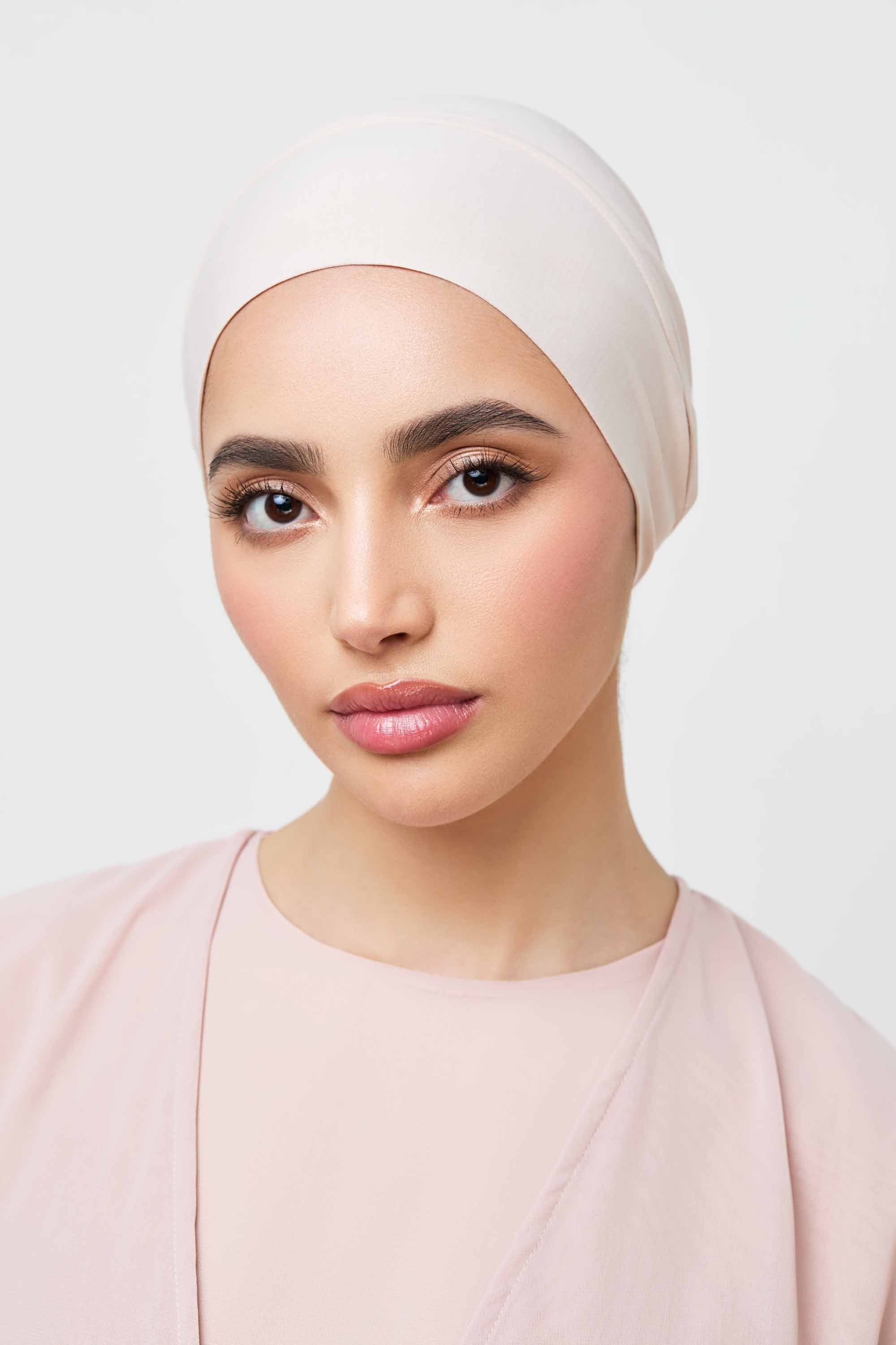 Bamboo Jersey Silk Lined Tie Back Undercap - Mink Veiled