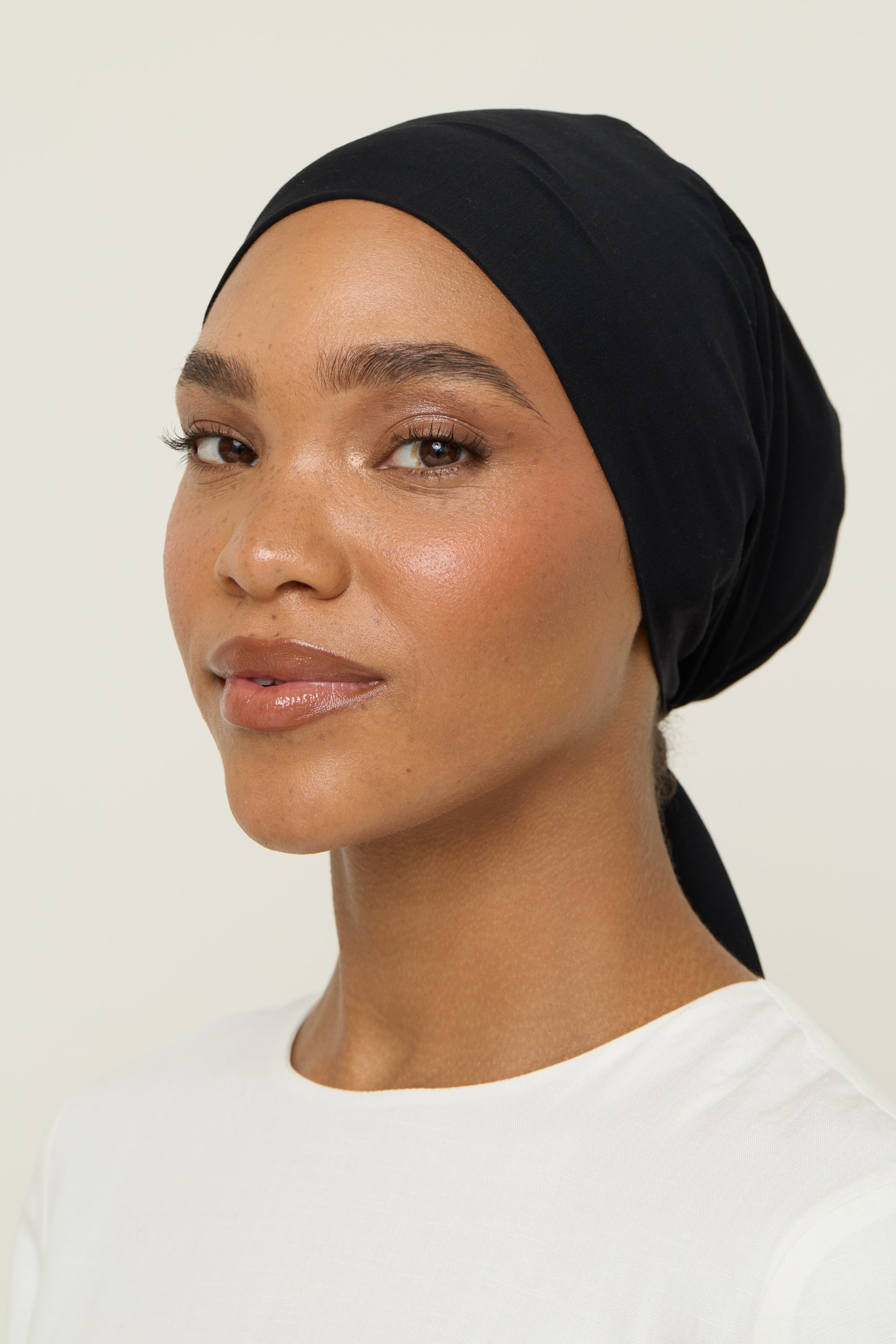 Bamboo Jersey Tie Back Undercap - Black Undercap Veiled