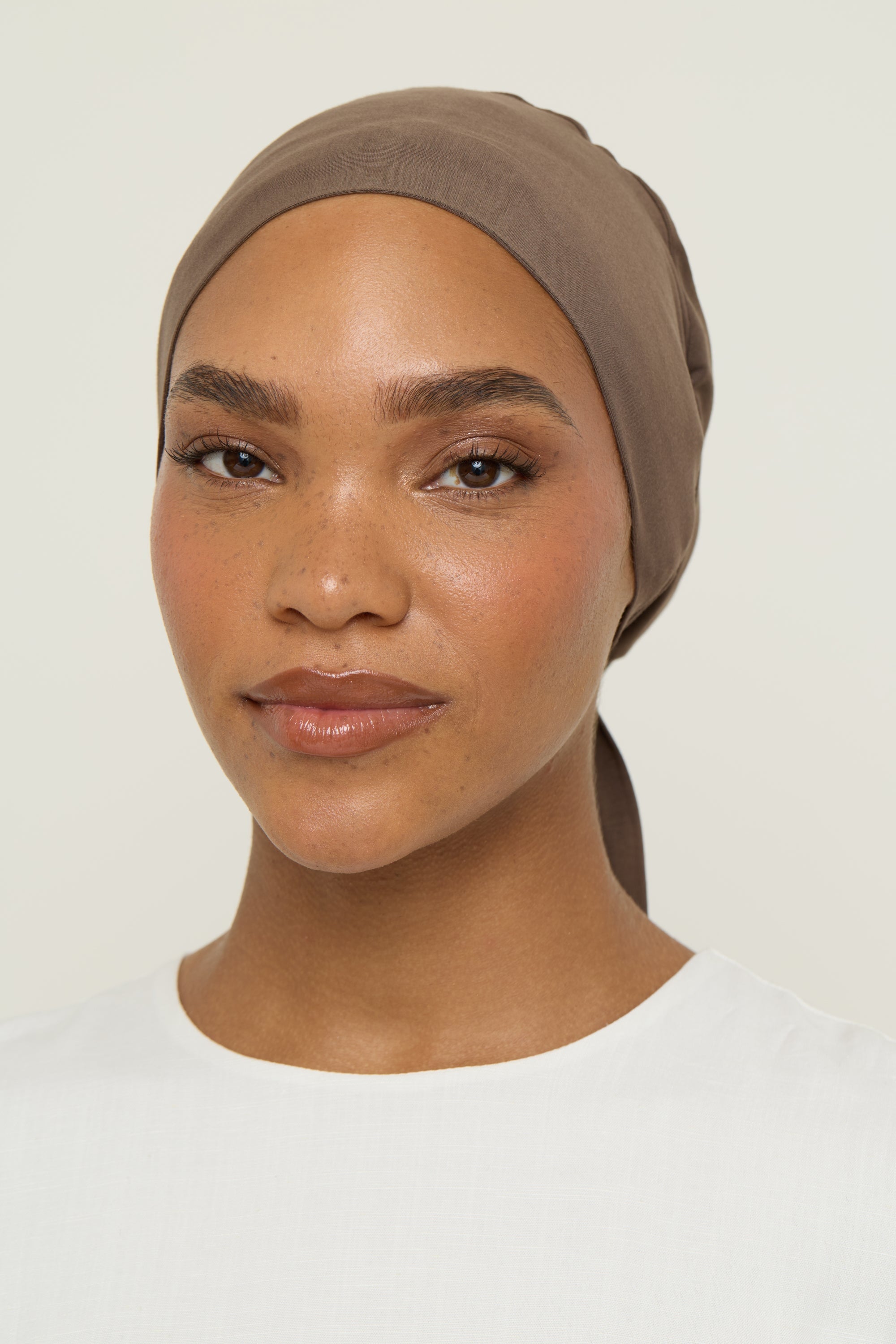 Bamboo Jersey Tie Back Undercap - Coffee Quartz Undercap Veiled