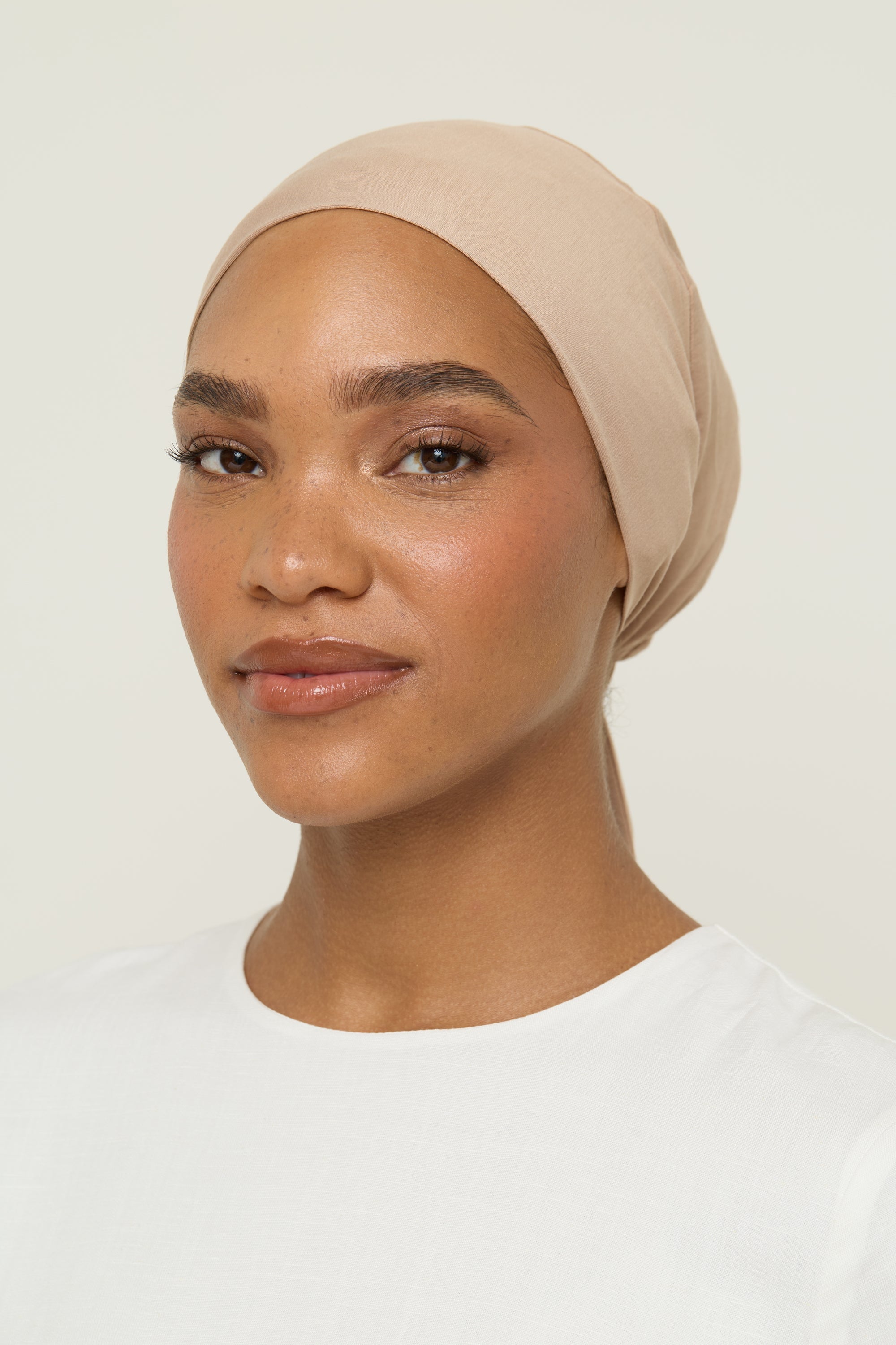 Bamboo Jersey Tie Back Undercap - Natural Undercap Veiled