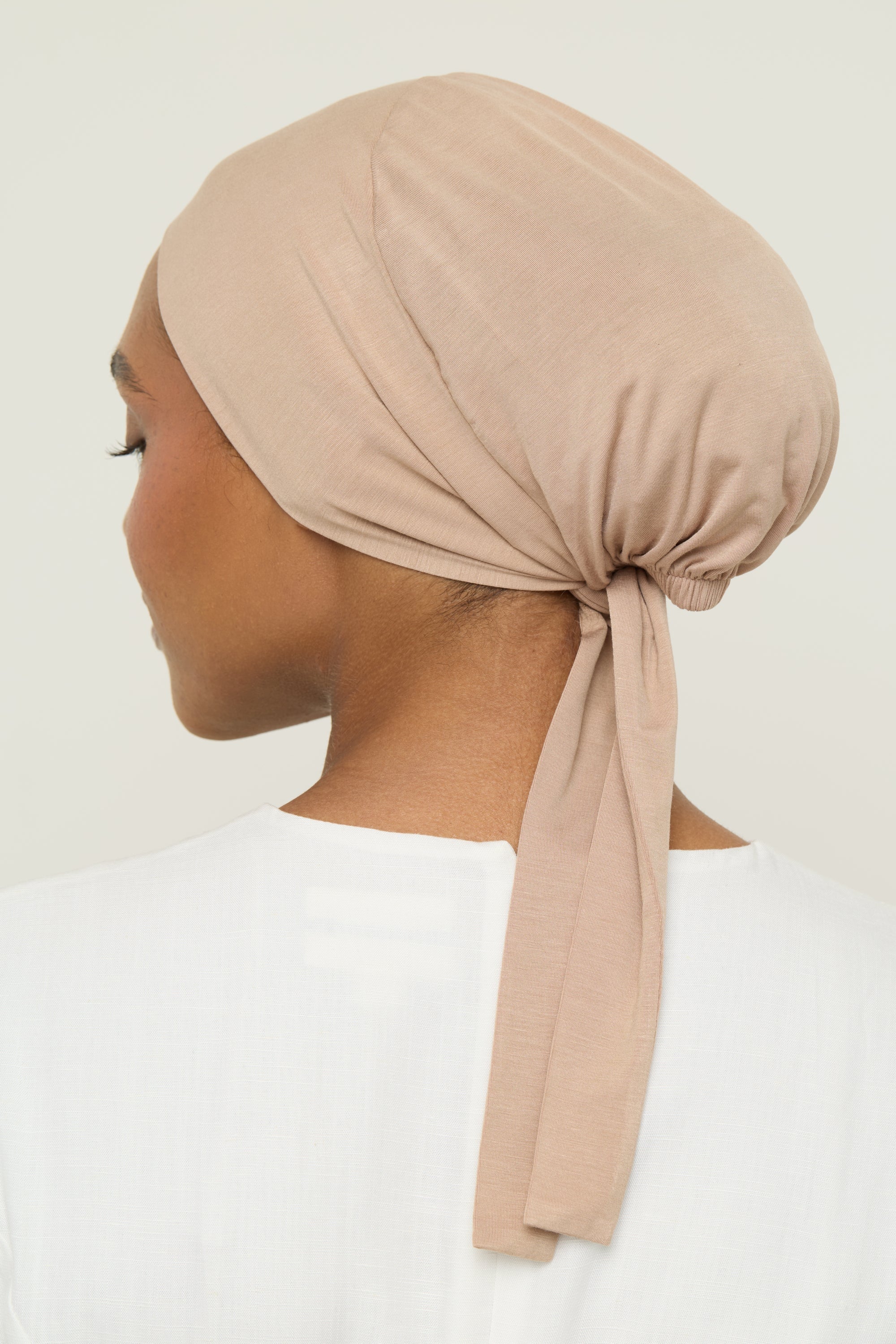Bamboo Jersey Tie Back Undercap - Natural Undercap Veiled