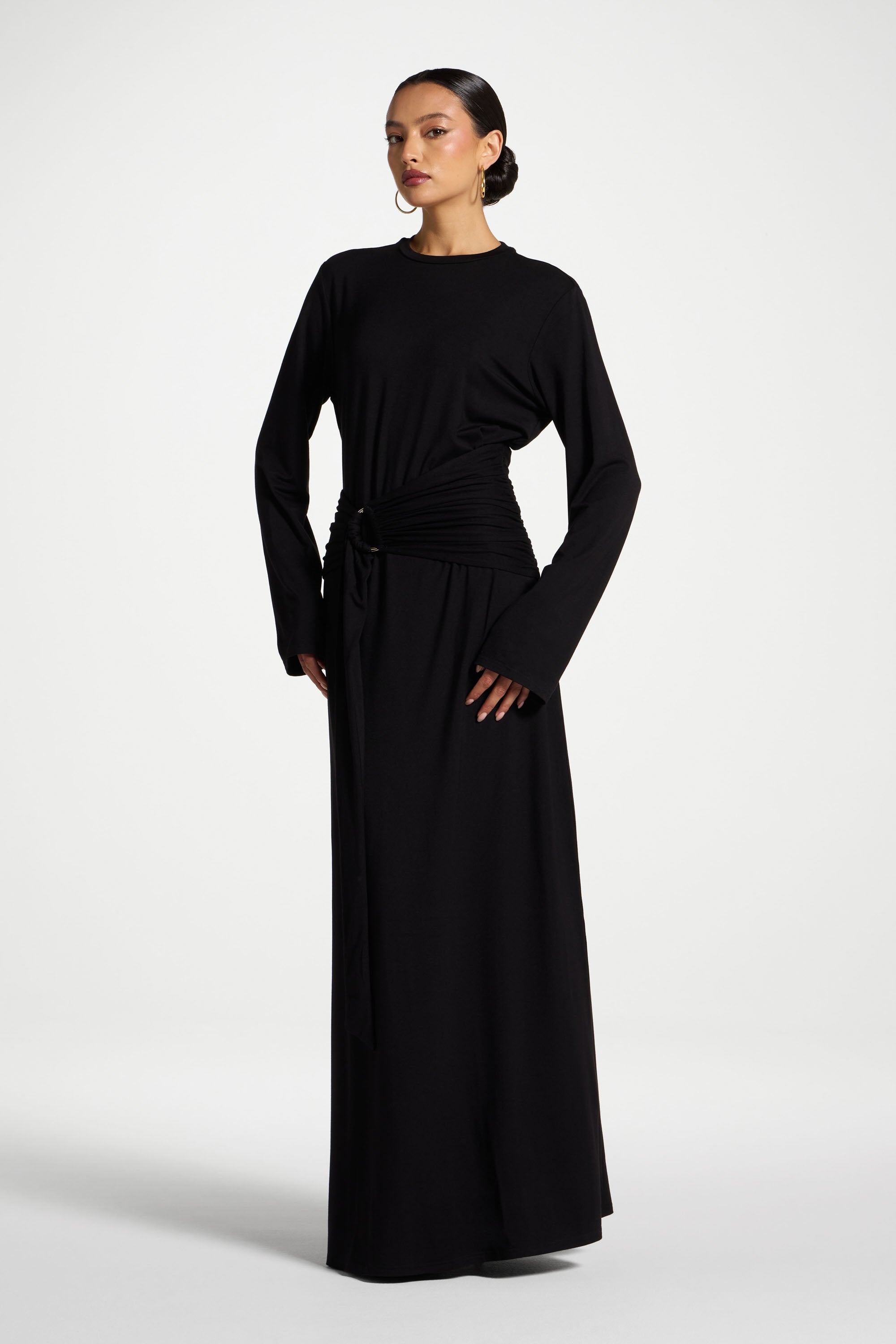 Bamboo Ring Maxi Dress - Black Abayas Veiled