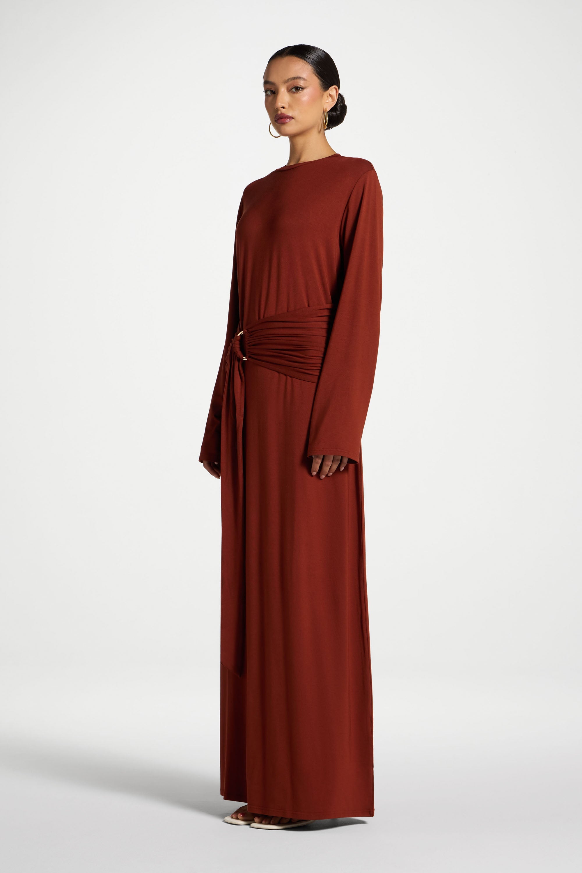 Bamboo Ring Maxi Dress - Clay Abayas Veiled