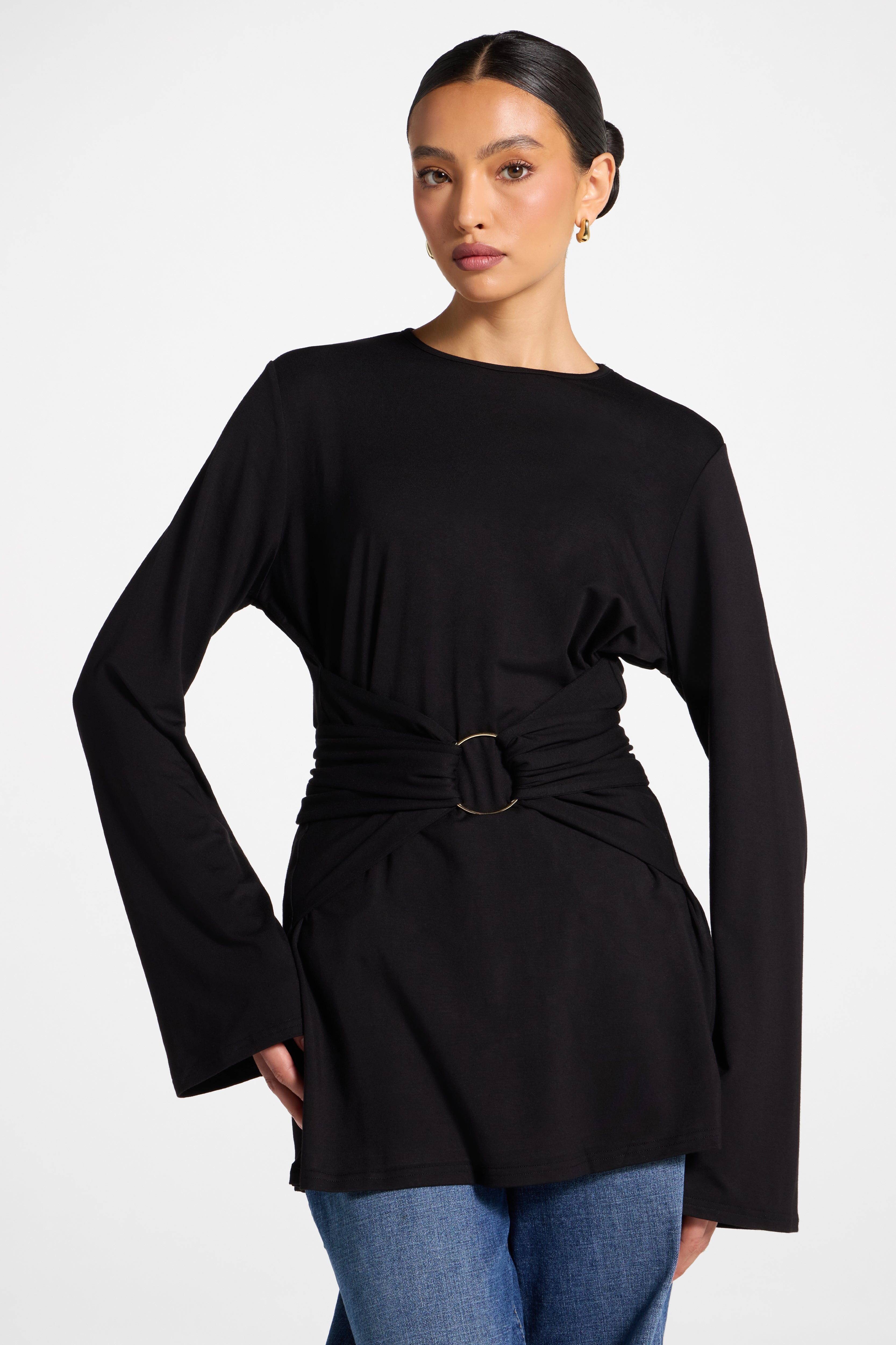 Bamboo Ring Top - Black Abayas Veiled