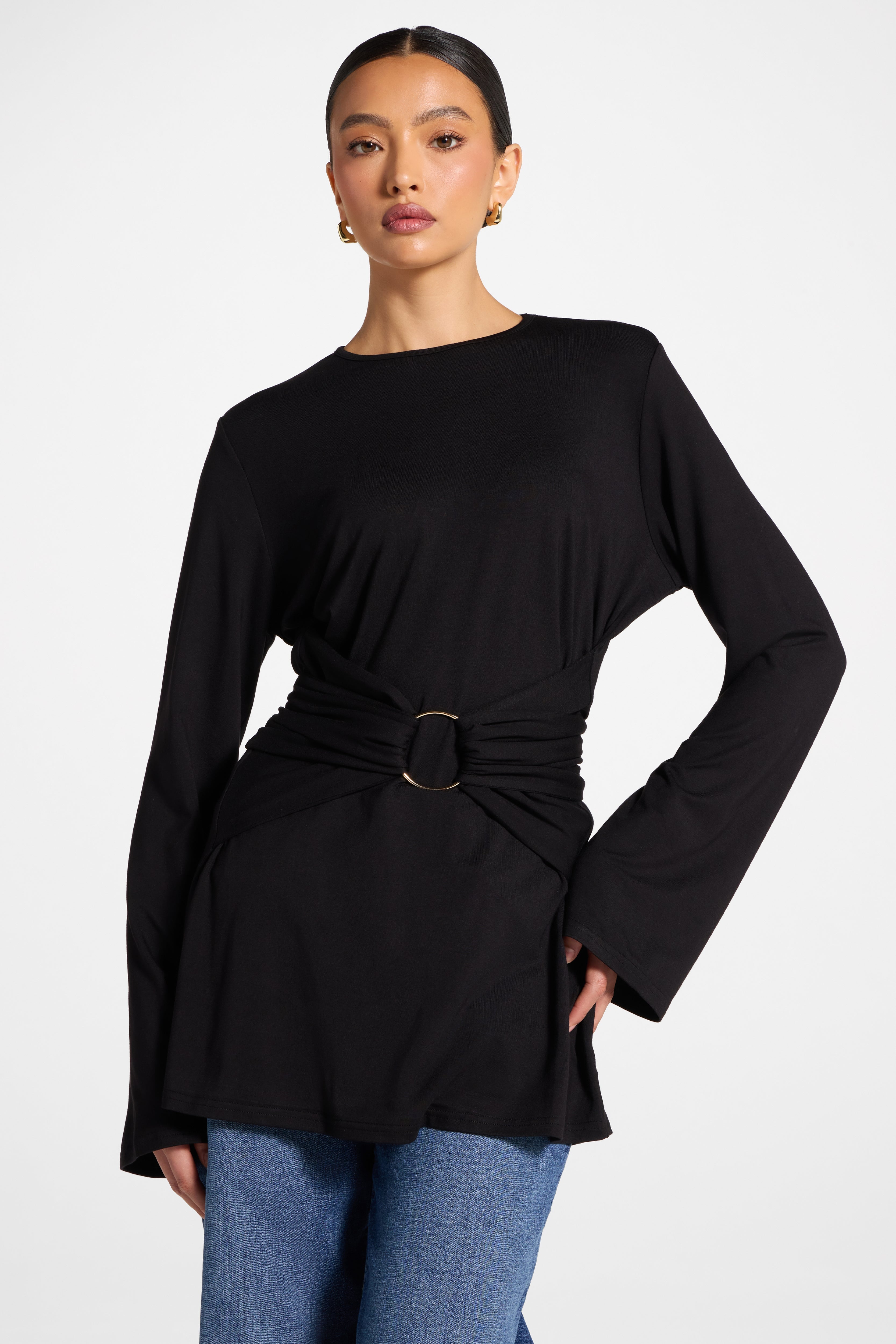Bamboo Ring Top - Black Abayas Veiled