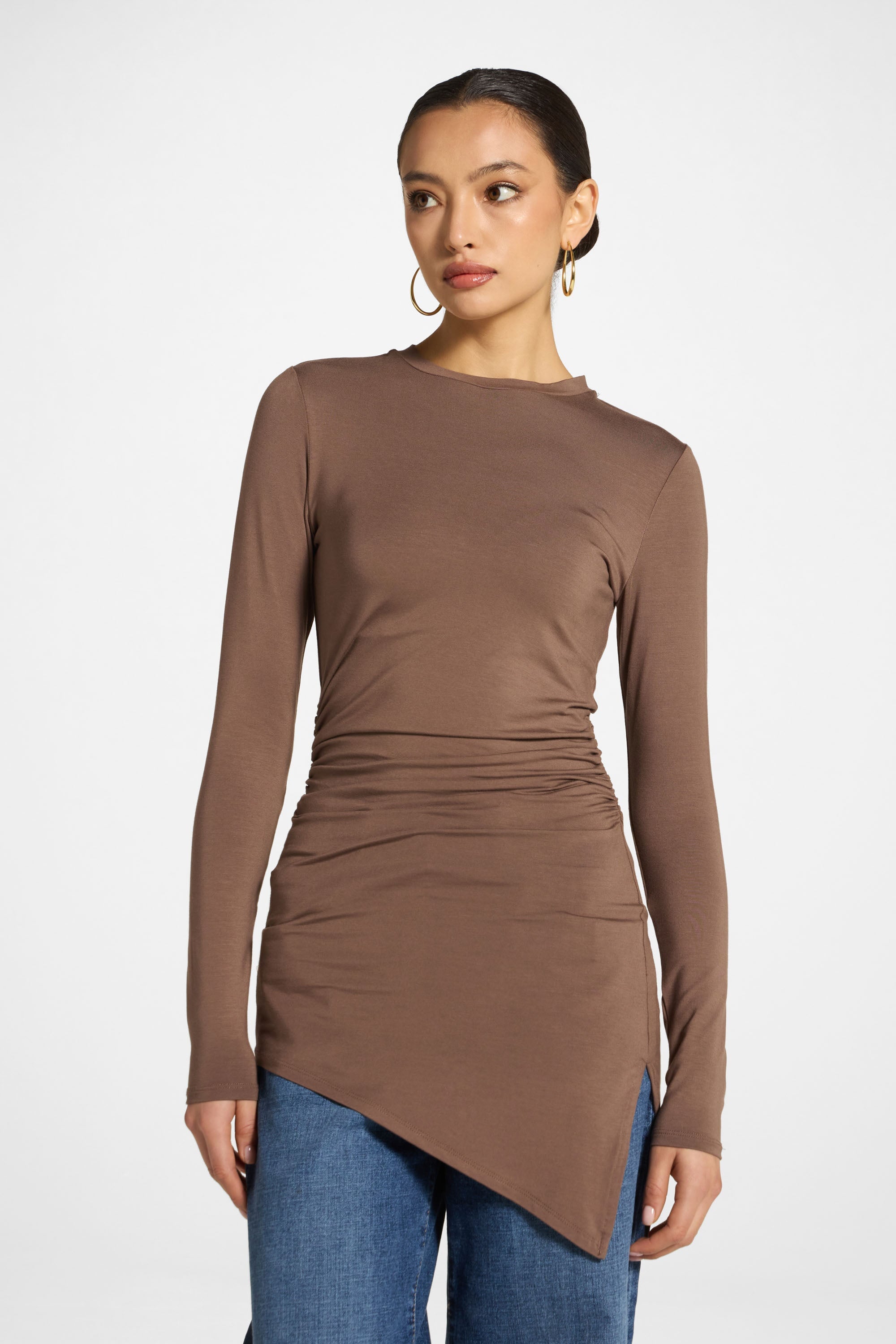 Bamboo Rouched Top - Chocolate Abayas Veiled