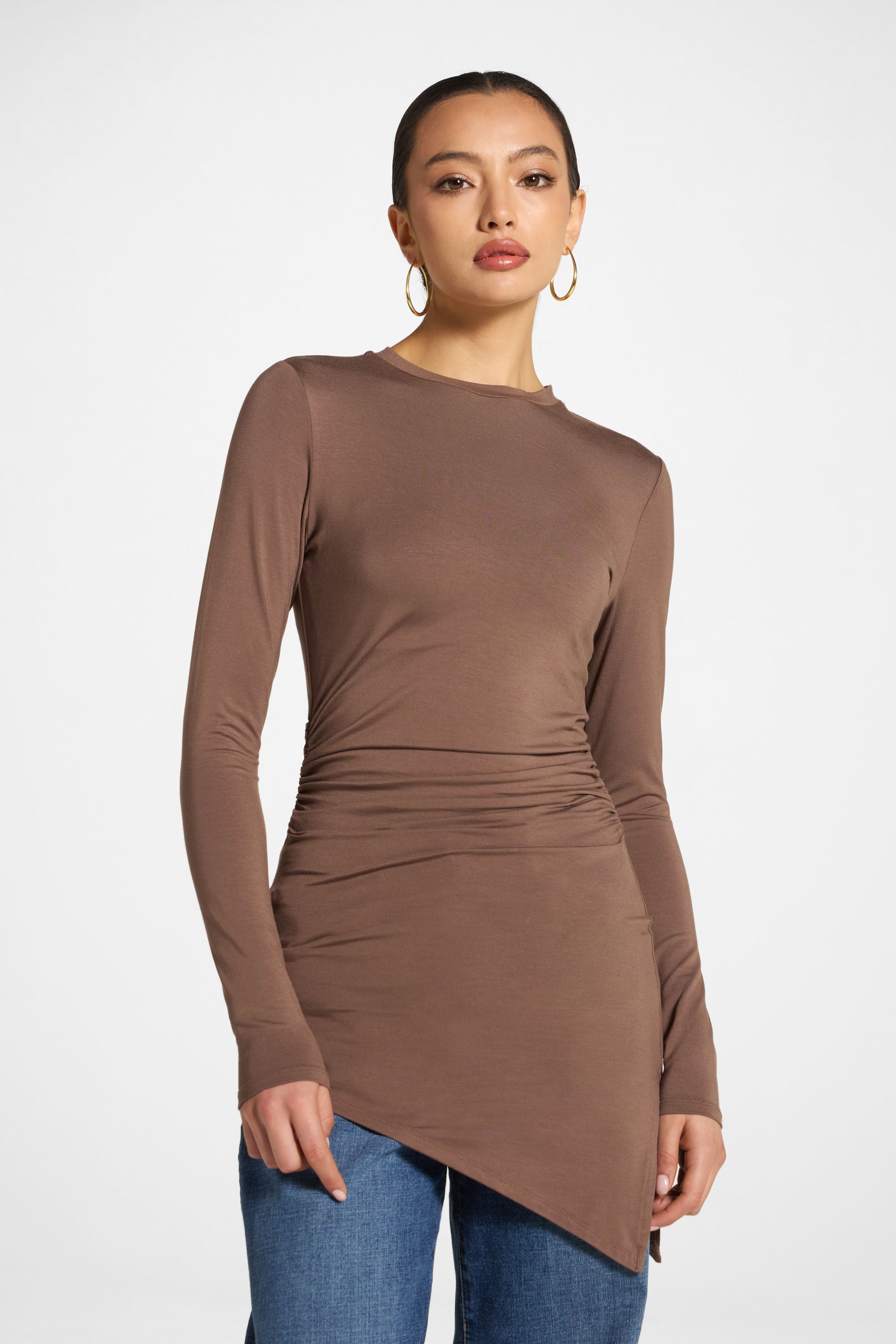 Bamboo Rouched Top - Chocolate Abayas Veiled