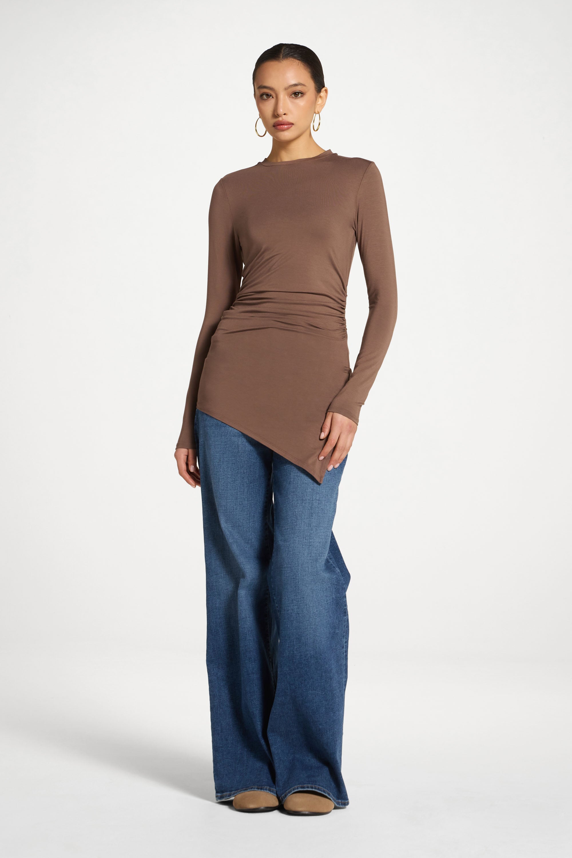 Bamboo Rouched Top - Chocolate Abayas Veiled