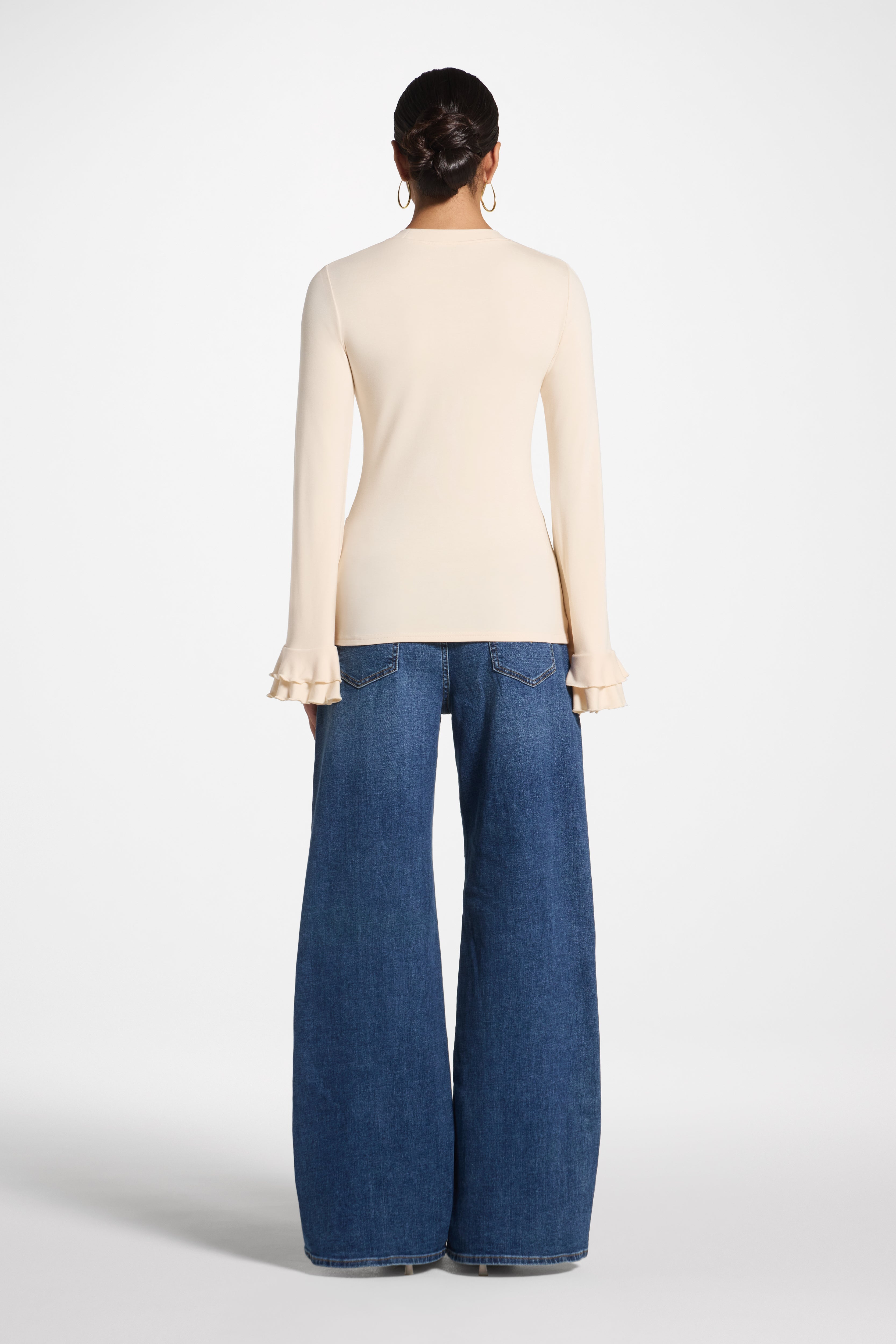 Bamboo Ruffle Flare Sleeve Top - Stone Abayas Veiled