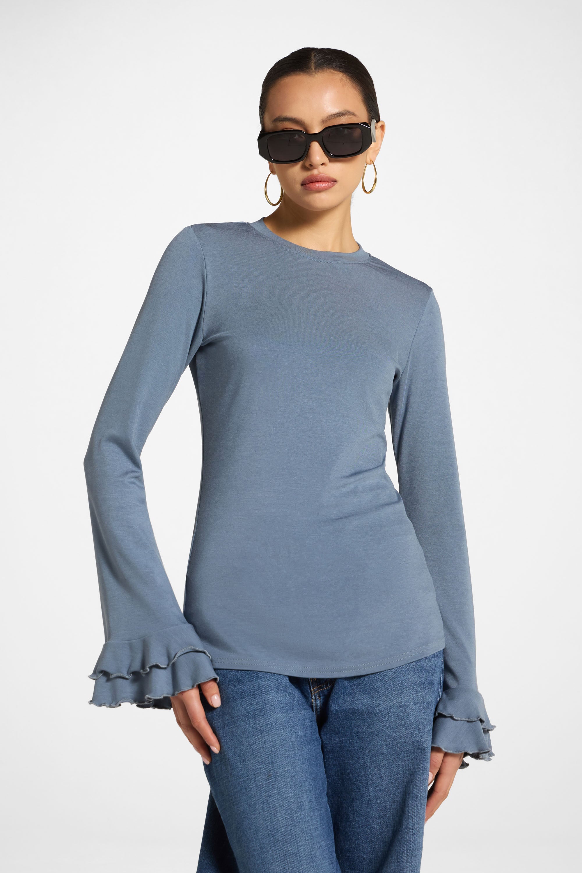 Bamboo Ruffled Sleeve Top Abayas Veiled