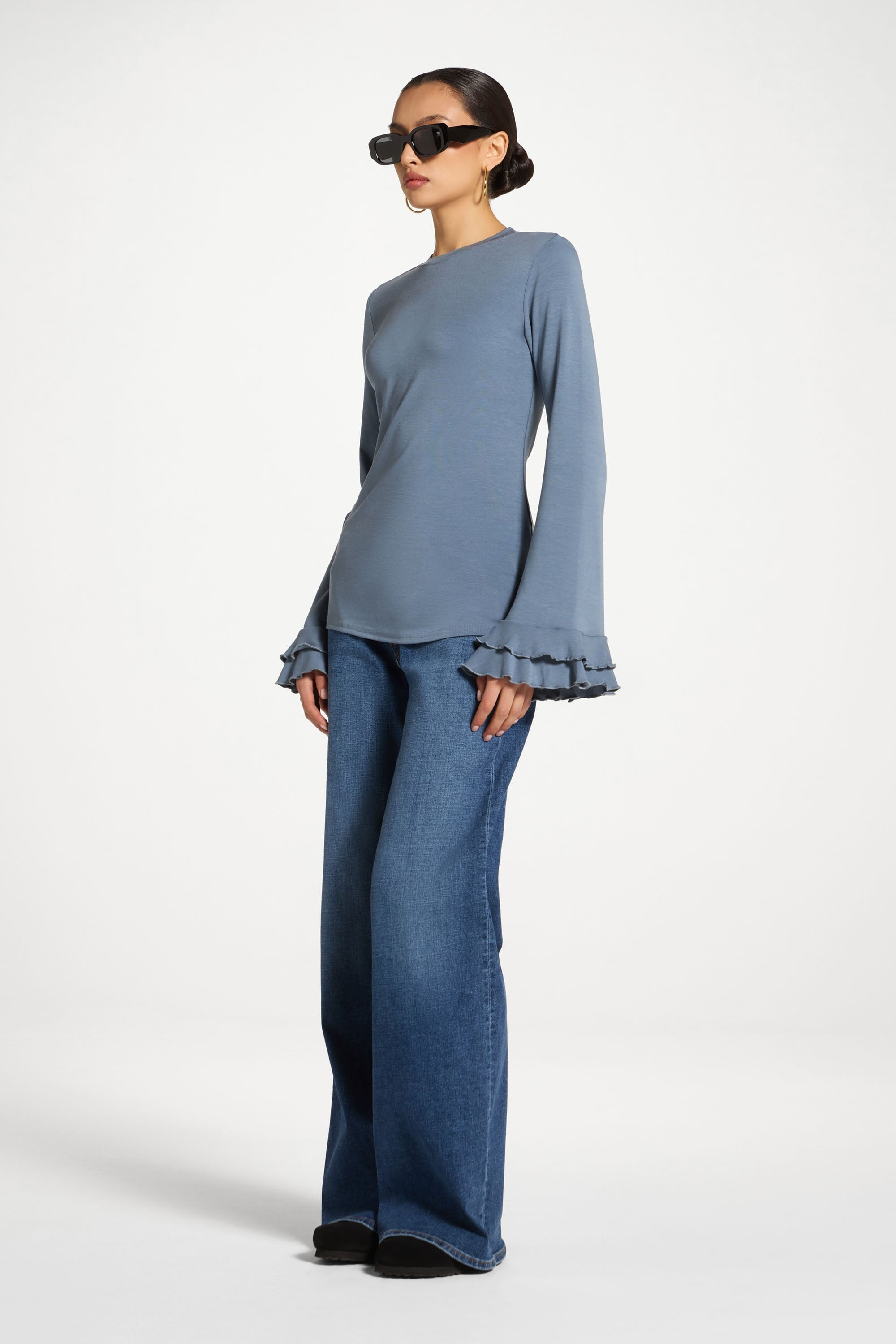 Bamboo Ruffled Sleeve Top Abayas Veiled