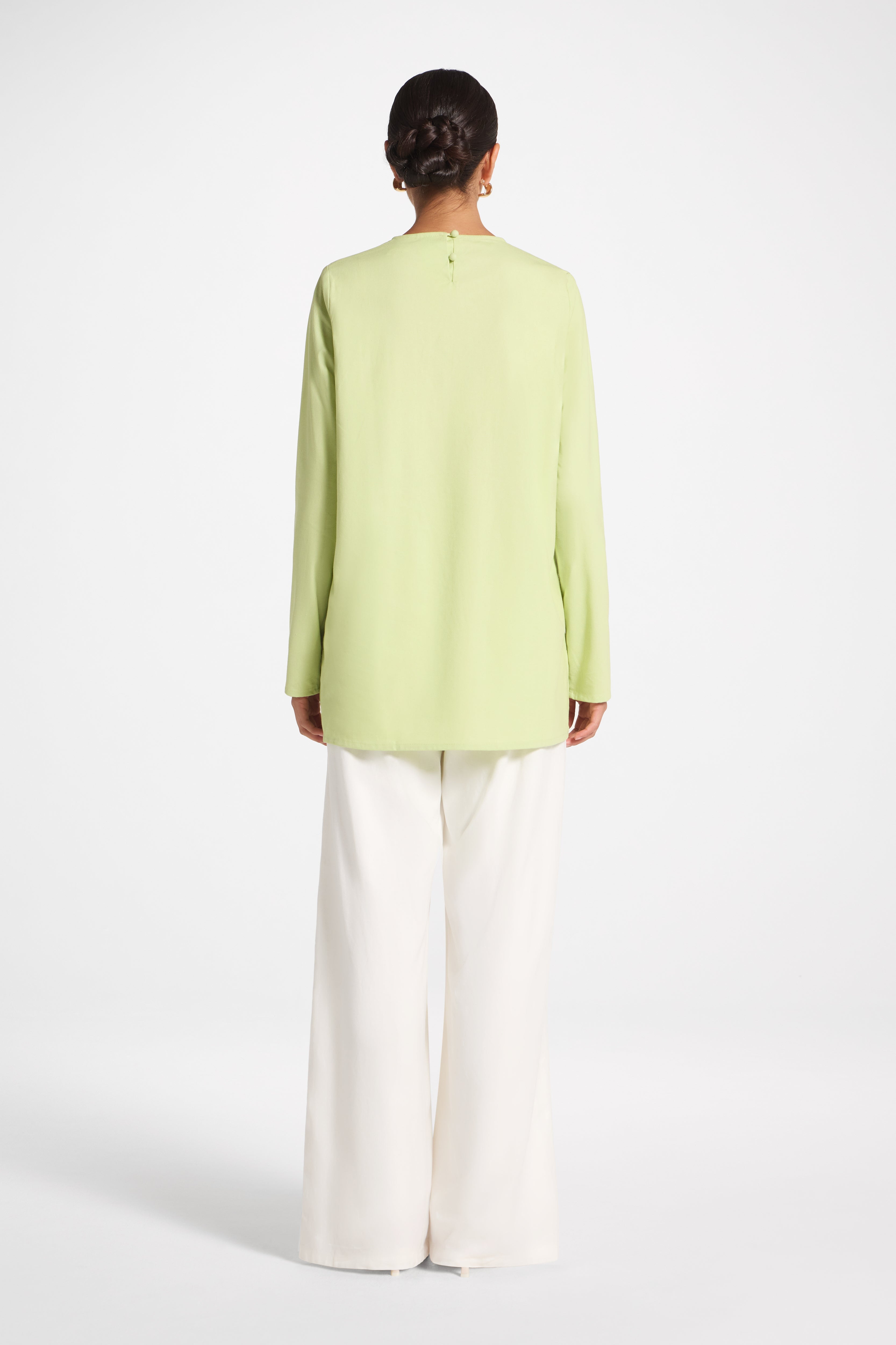 Basic Cotton Linen Long Sleeve Top - Butterfly Top Veiled
