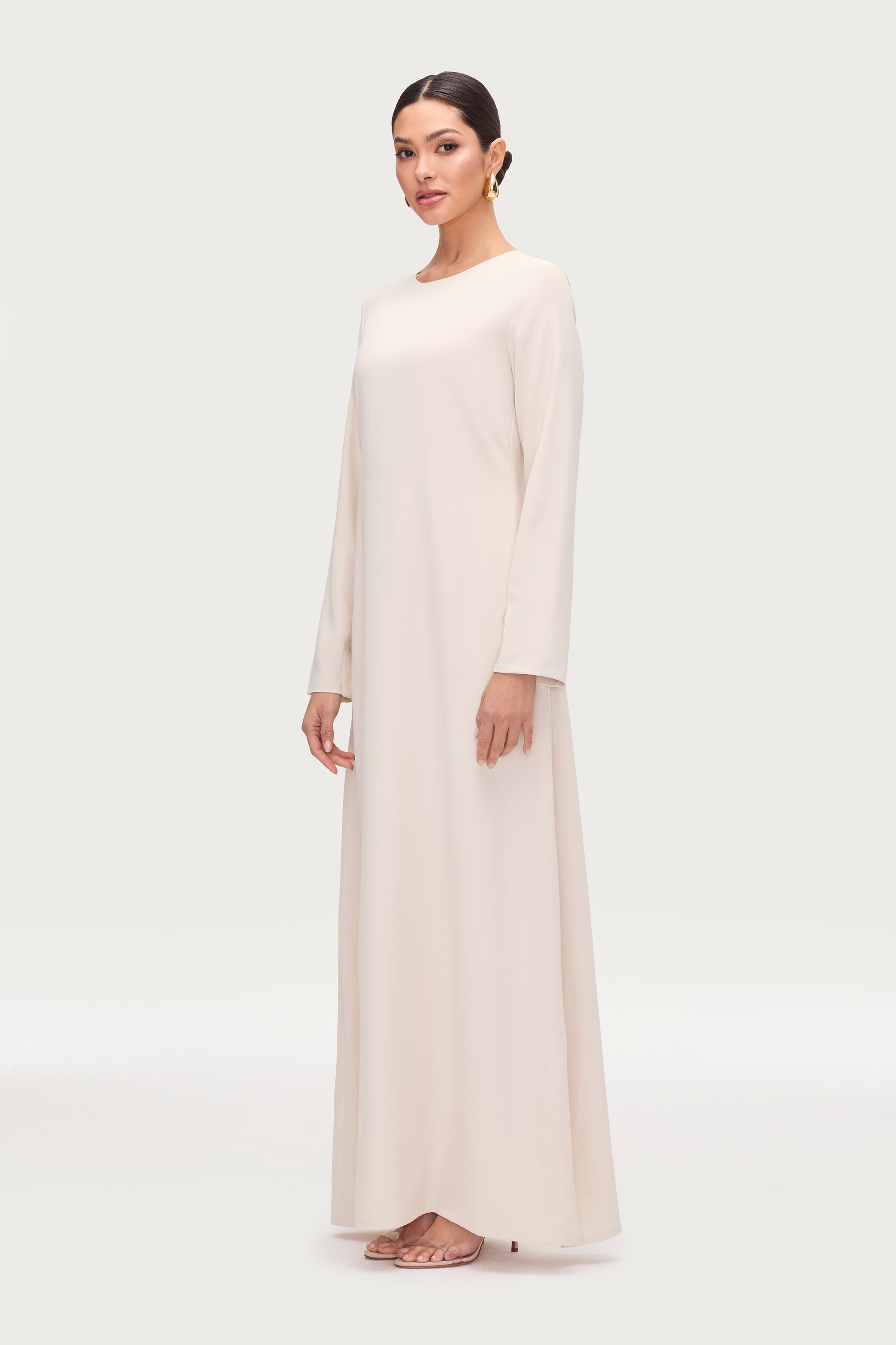 Basic Long Sleeve Maxi Dress - Stone Dresses Veiled