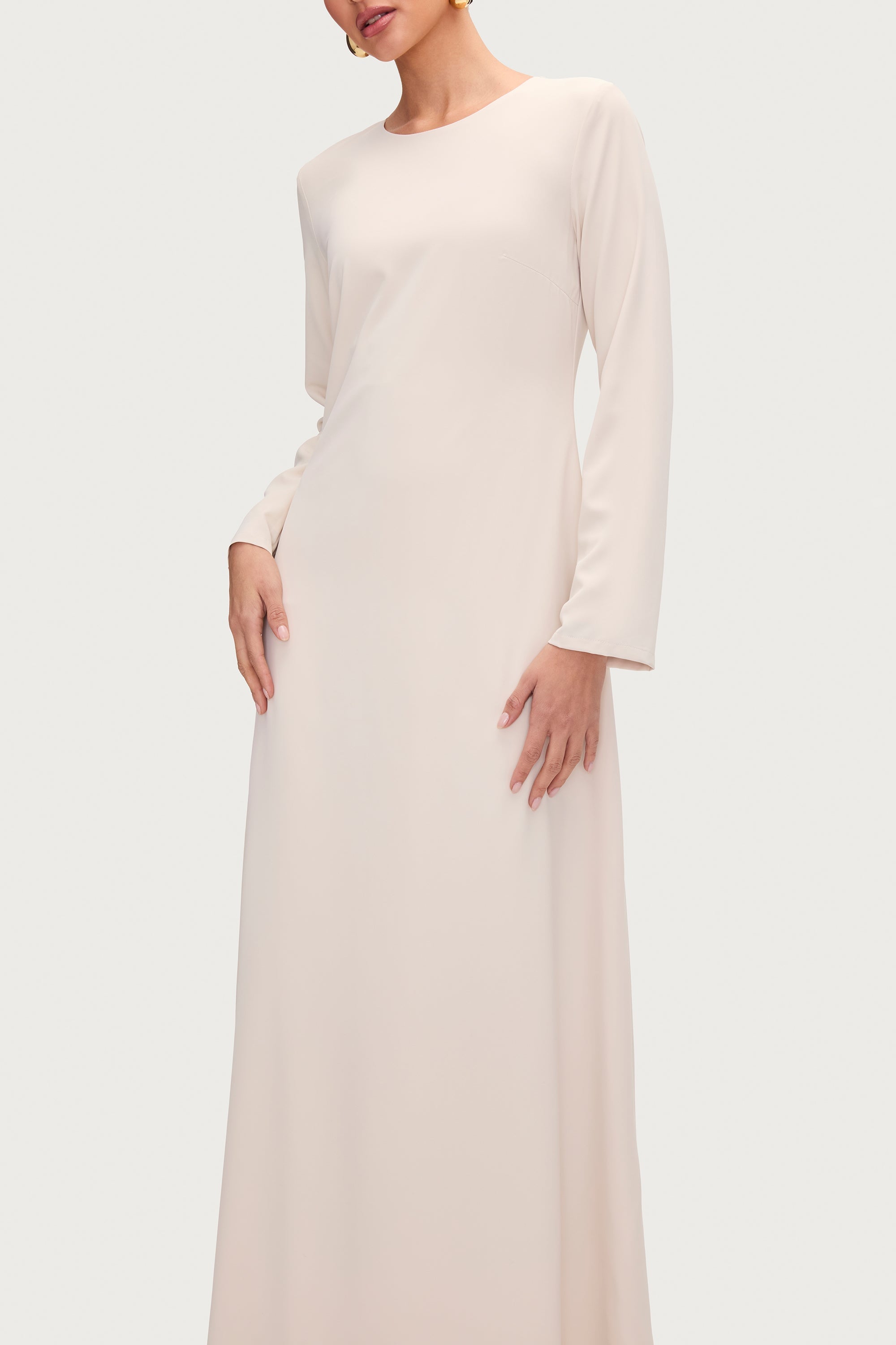 Basic Long Sleeve Maxi Dress - Stone Dresses Veiled