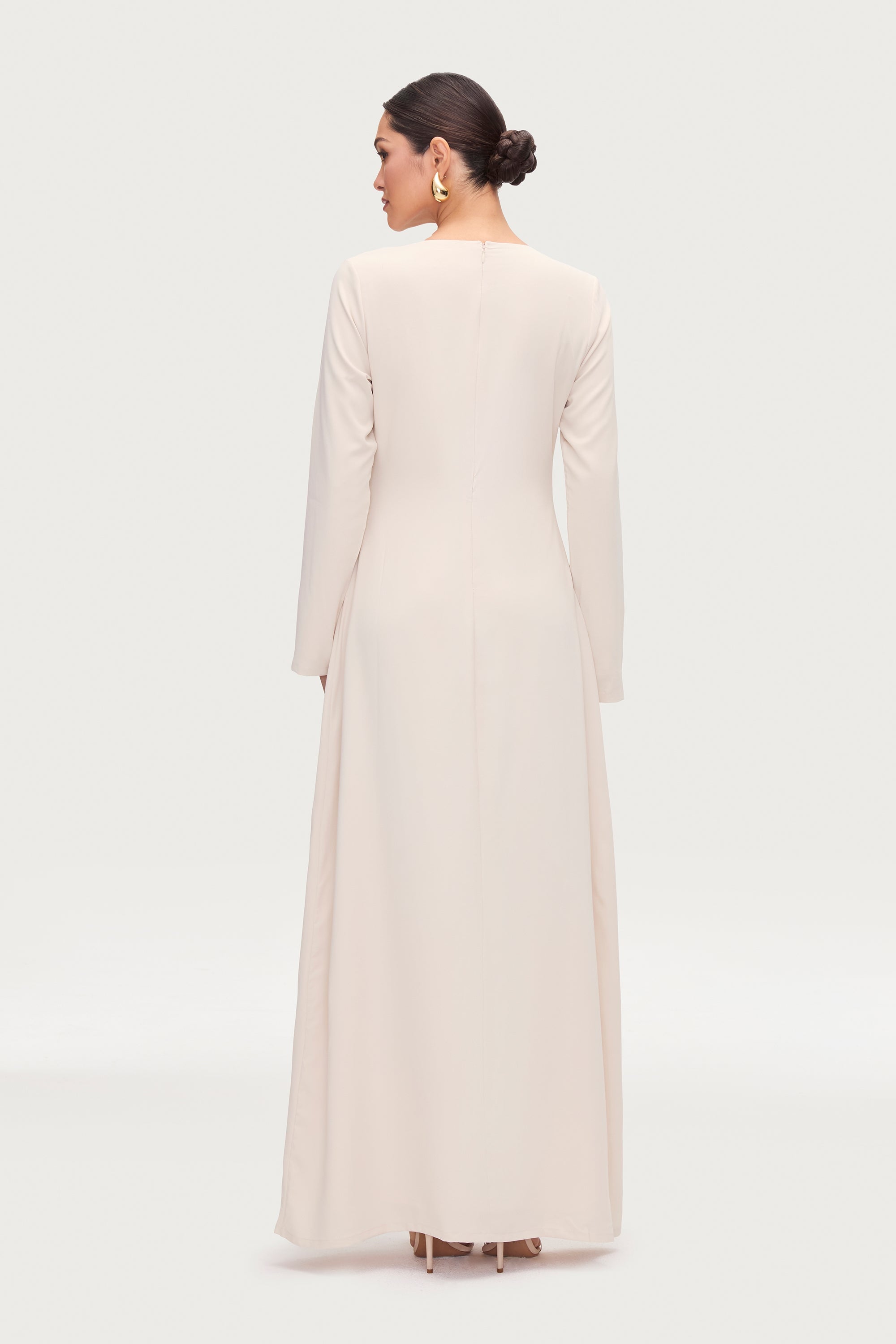 Basic Long Sleeve Maxi Dress - Stone Dresses Veiled