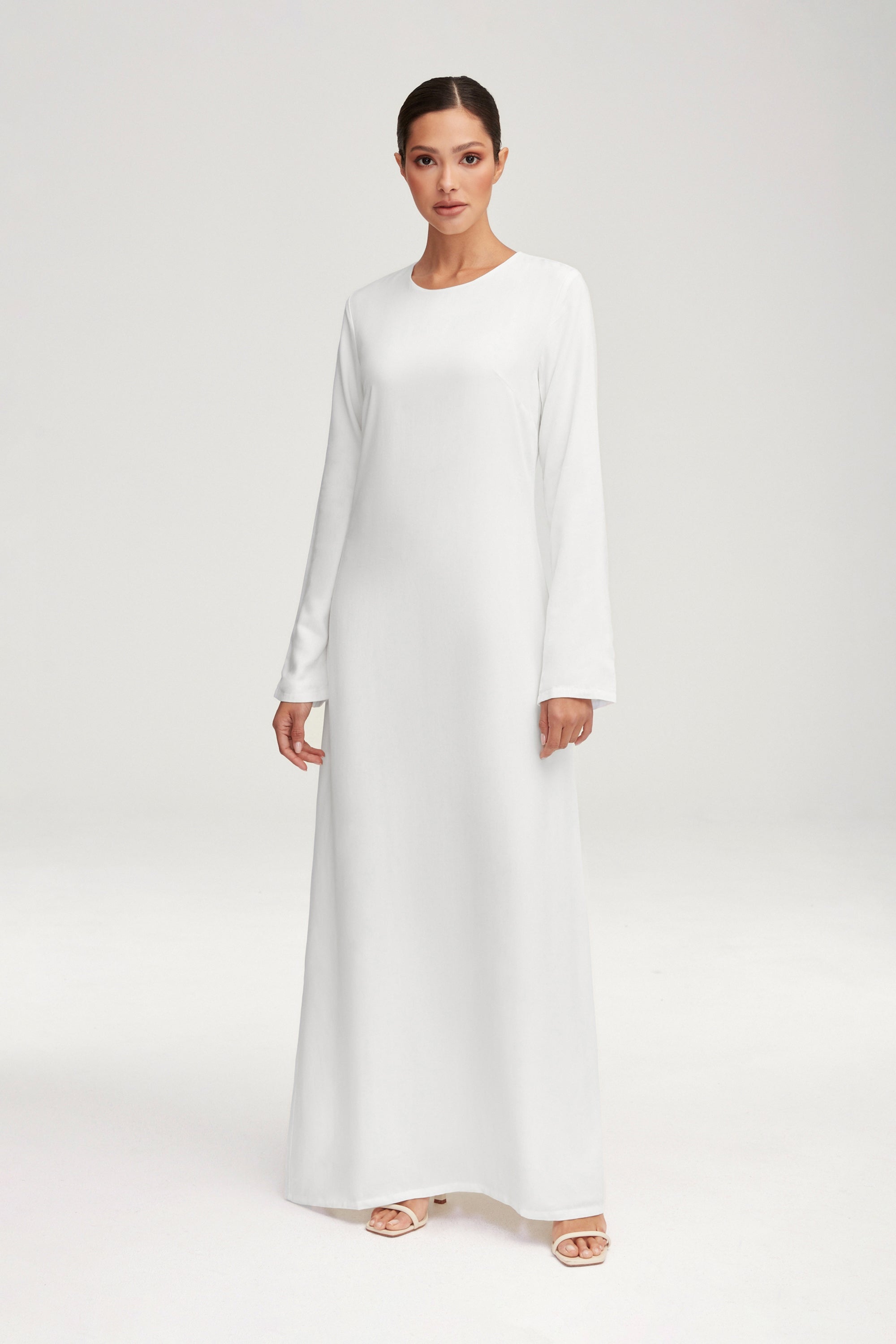Basic Long Sleeve Maxi Dress - White Clothing epschoolboard 