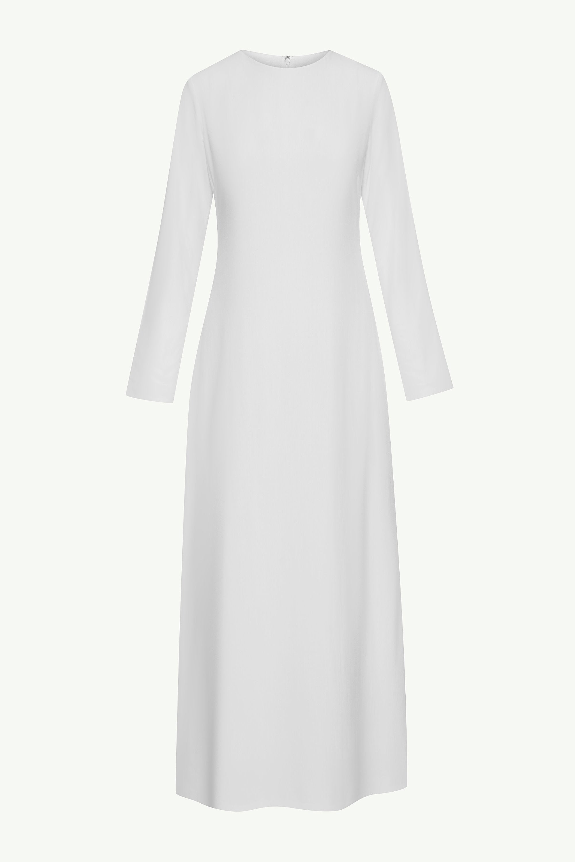 Basic Long Sleeve Maxi Dress - White Clothing Veiled