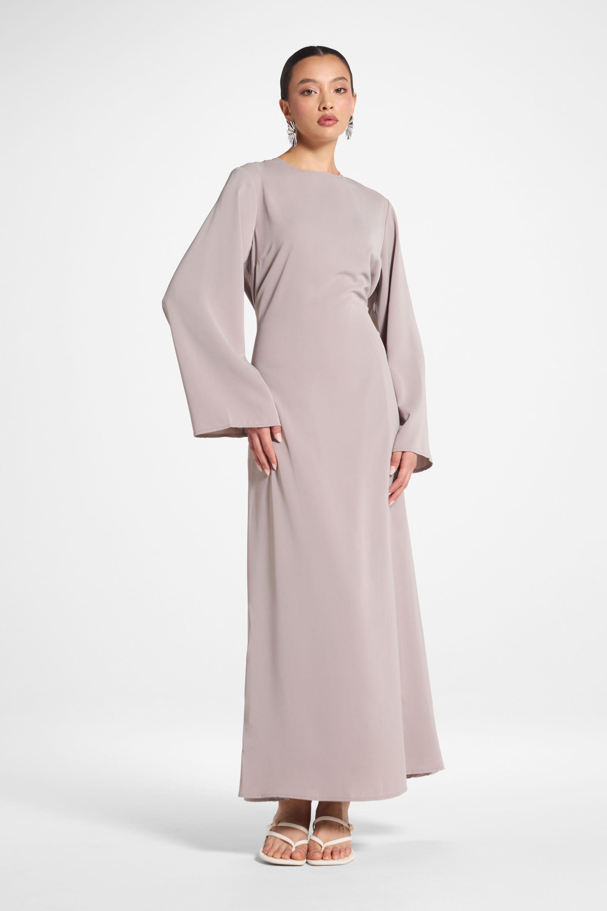Basic Tie Back Maxi Dress - Grey Stone Abayas Veiled