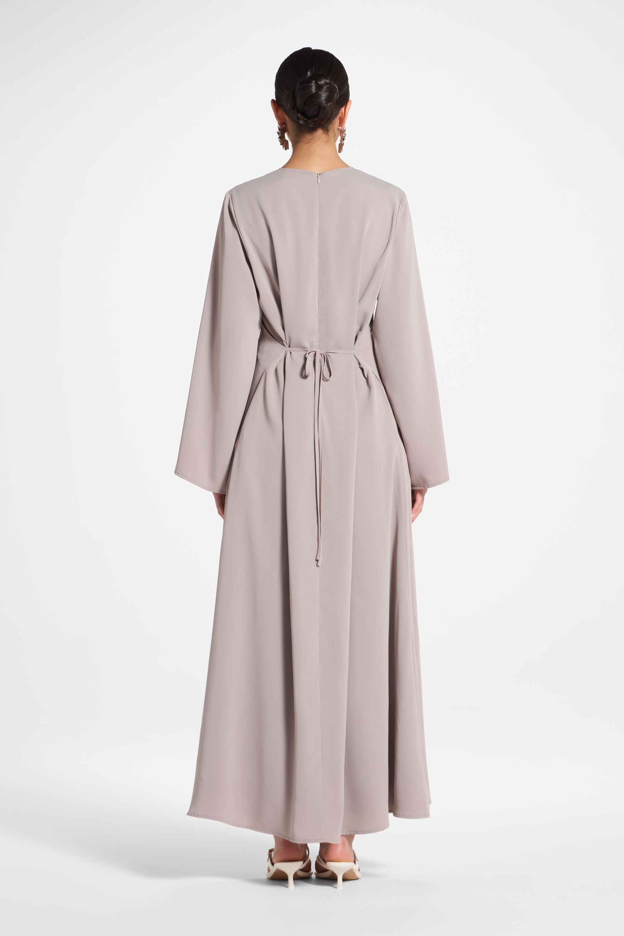 Basic Tie Back Maxi Dress - Grey Stone Abayas Veiled