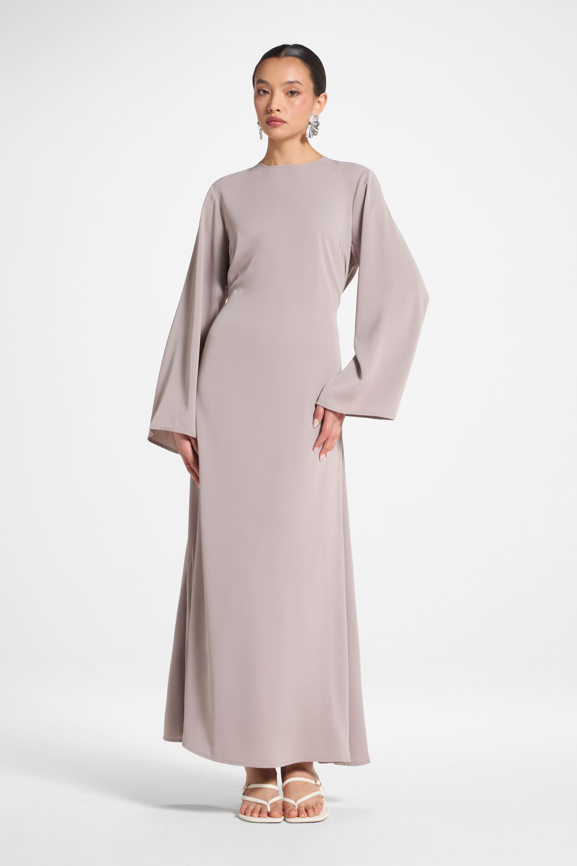 Basic Tie Back Maxi Dress - Grey Stone Abayas Veiled