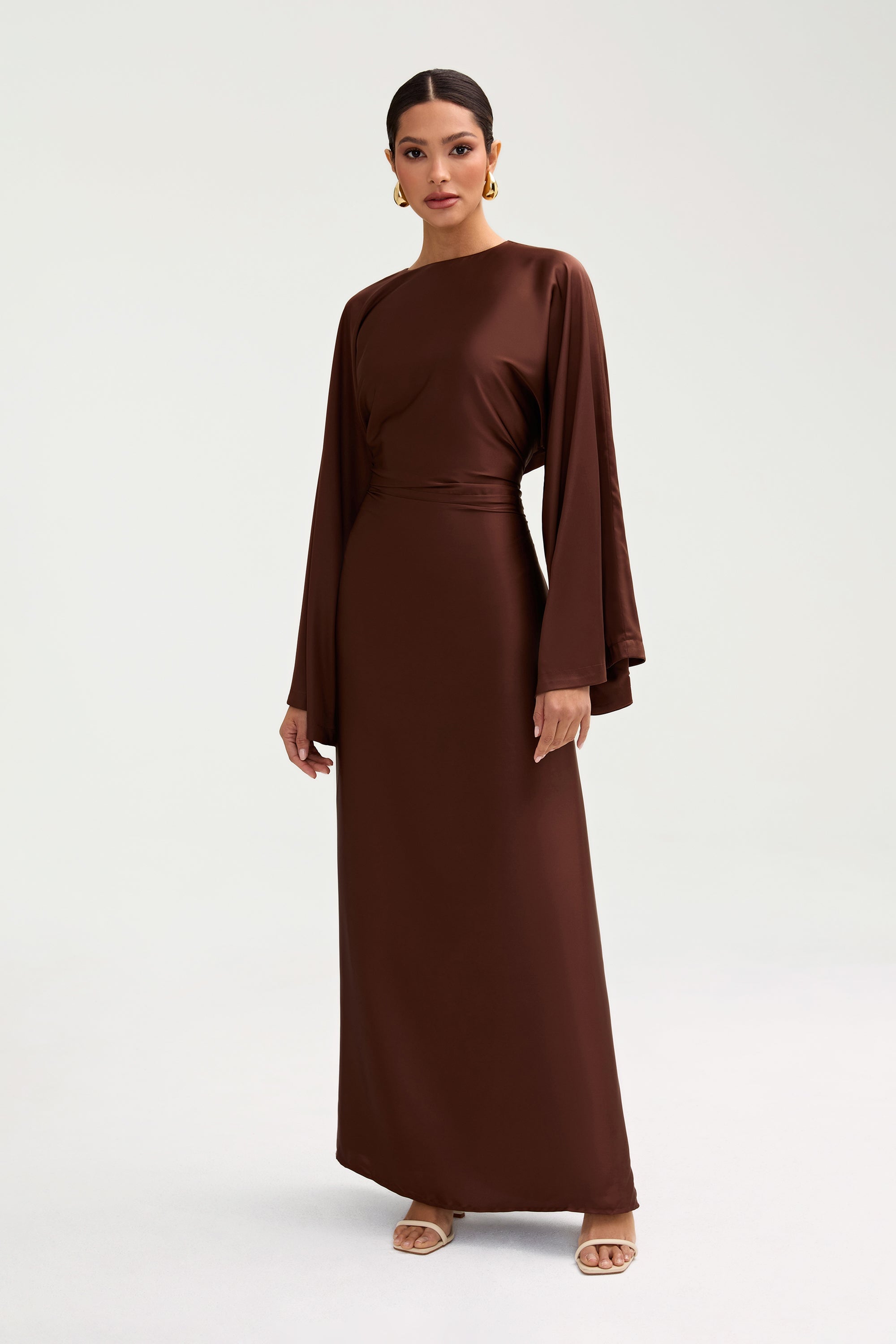 Maxi orders satin dress long sleeve