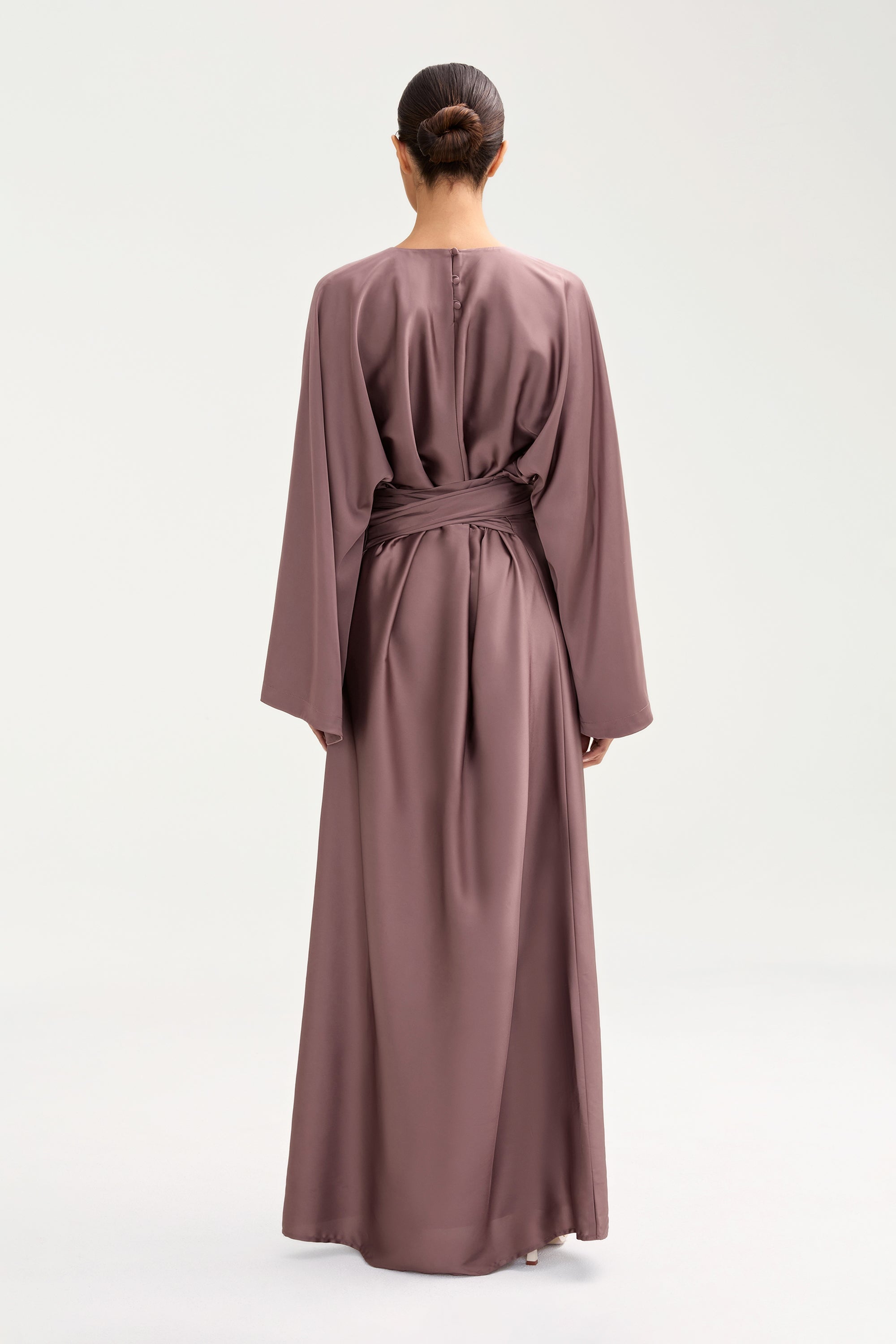 Batool Satin Maxi Dress - Deep Taupe Clothing Veiled 