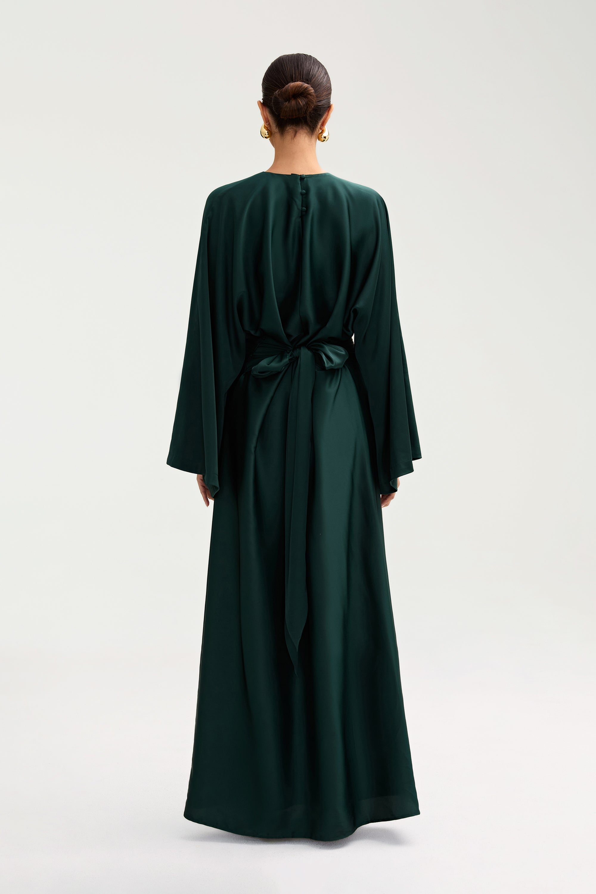 Batool Satin Maxi Dress - Emerald Clothing epschoolboard 