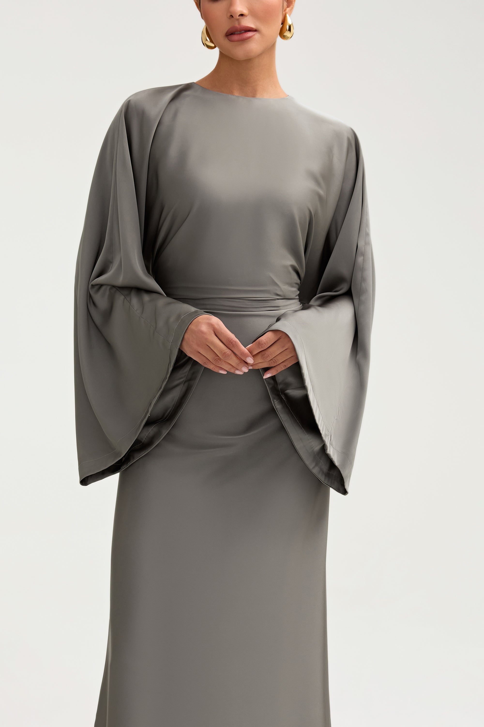 Batool Satin Maxi Dress - Sage Clothing Veiled 