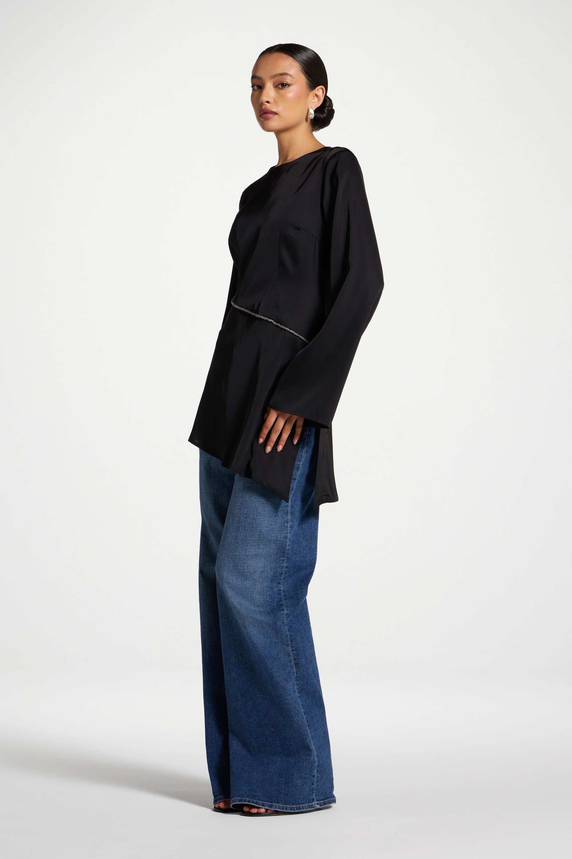 Beaded Trim Top Abayas Veiled
