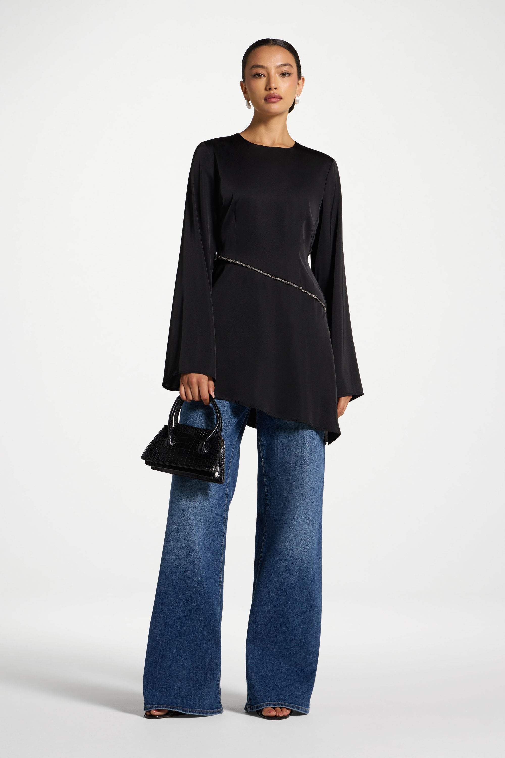 Beaded Trim Top Abayas Veiled