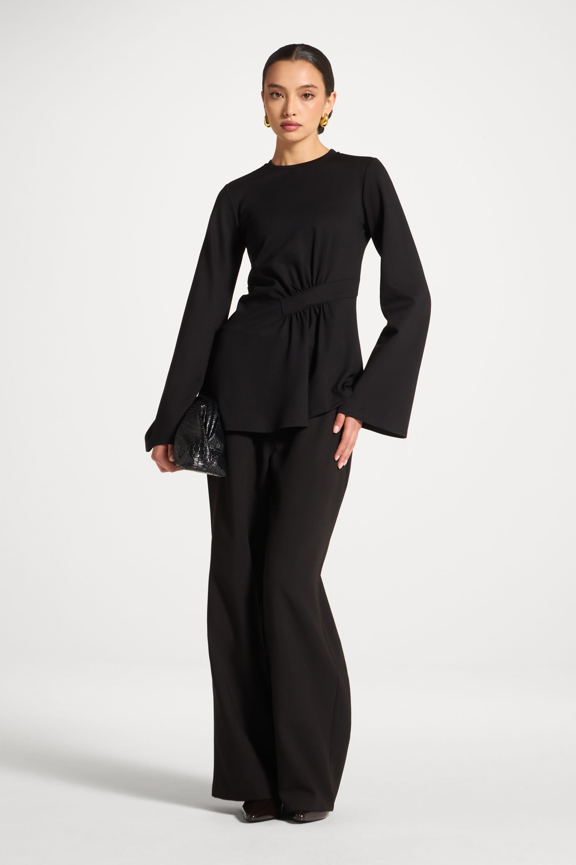 Black Asymmetric Top Abayas Veiled