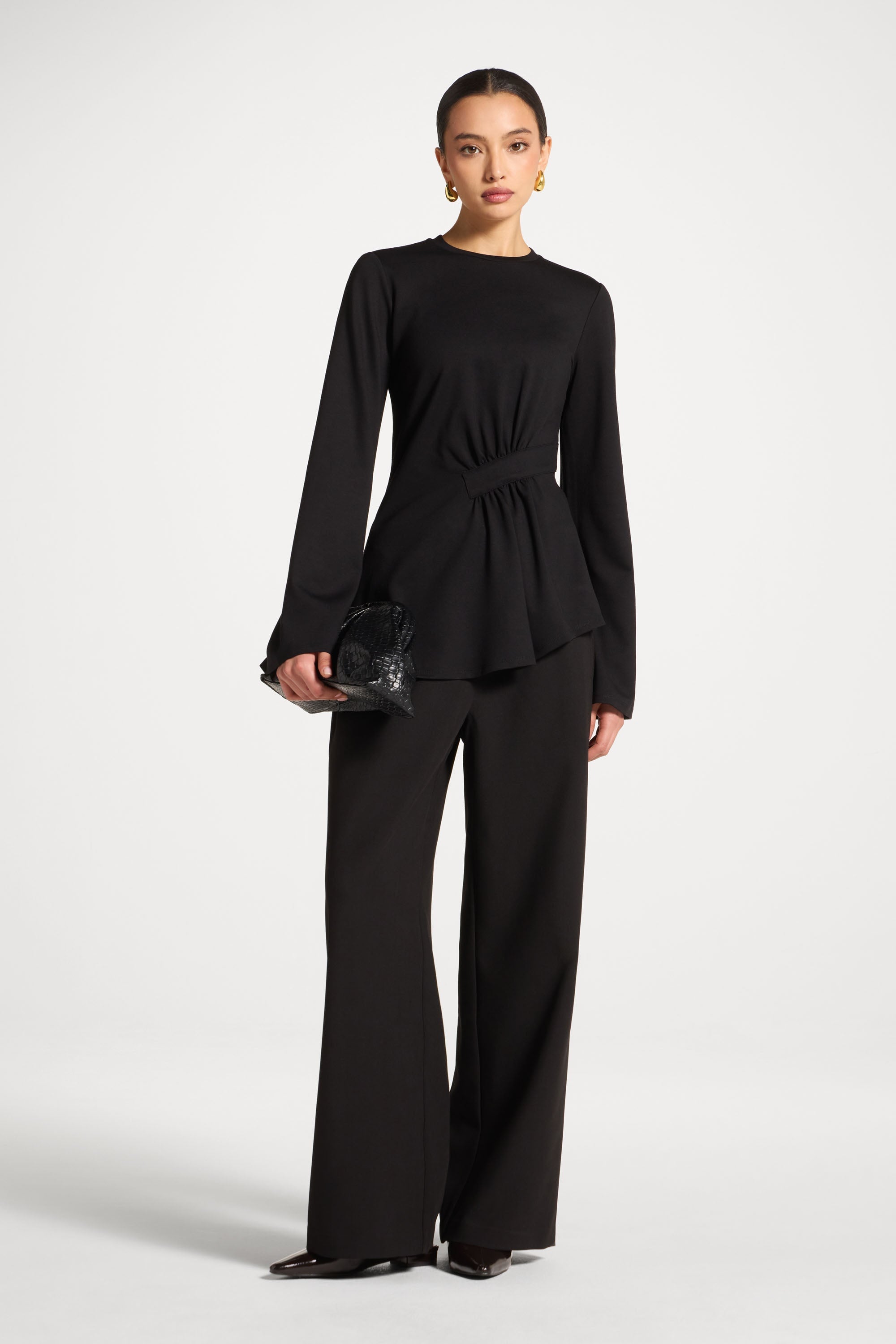 Black Asymmetric Top Abayas Veiled
