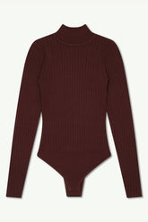 Blair Wide Rib Knit Bodysuit - Dark Brown Clothing saigonodysseyhotel 