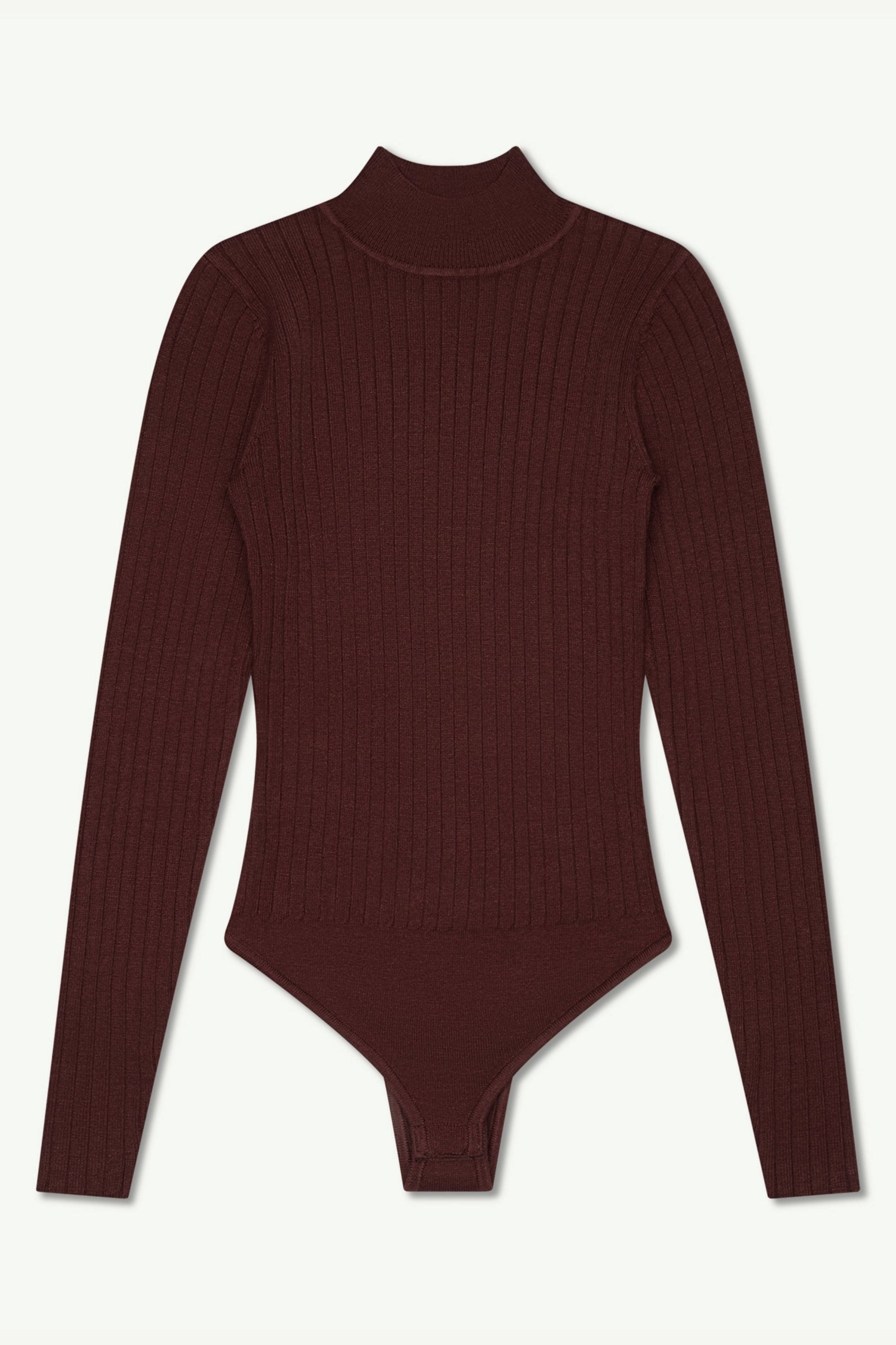 Blair Wide Rib Knit Bodysuit - Dark Brown Clothing saigonodysseyhotel 