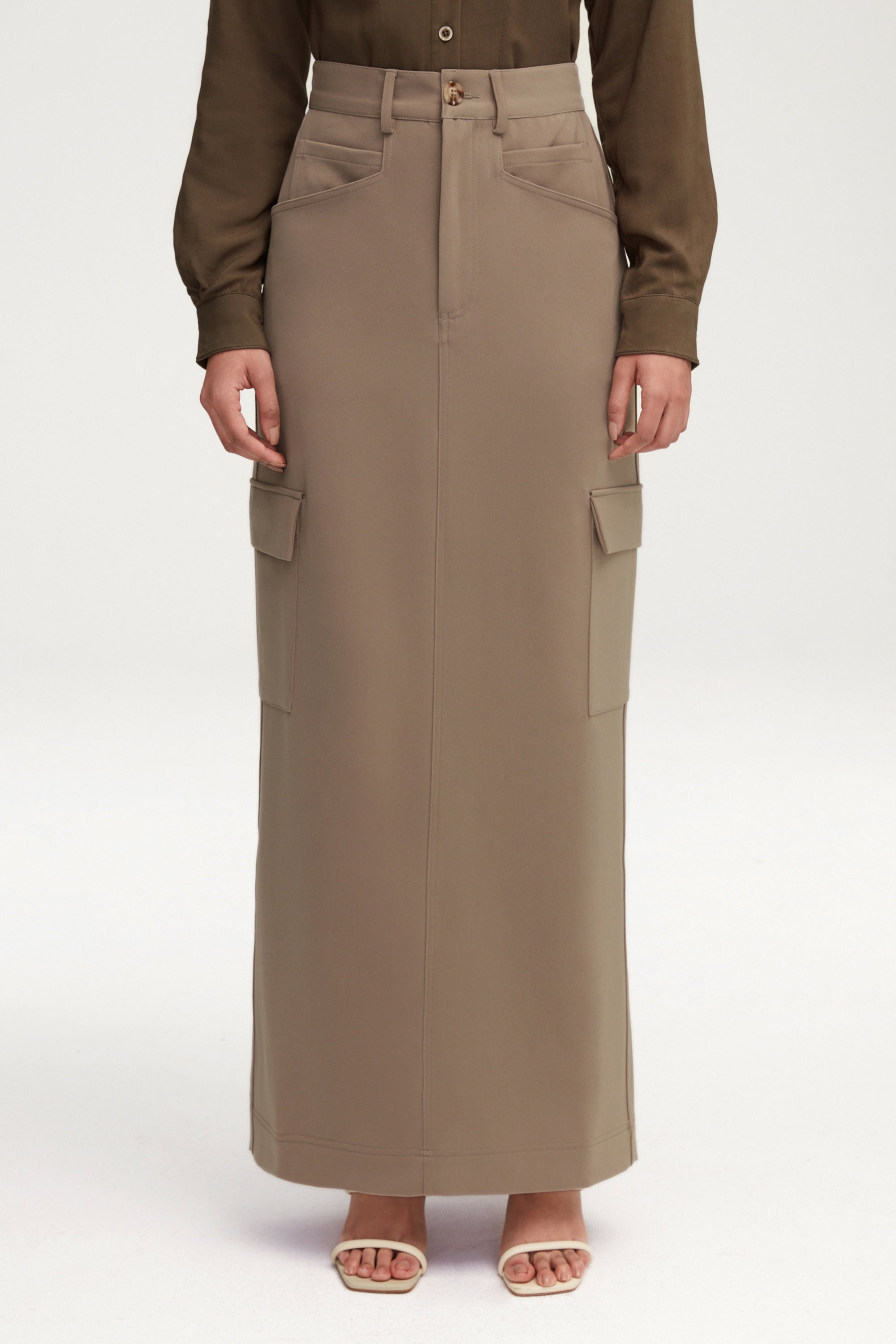 Blake Utility Maxi Skirt - Taupe Clothing Veiled