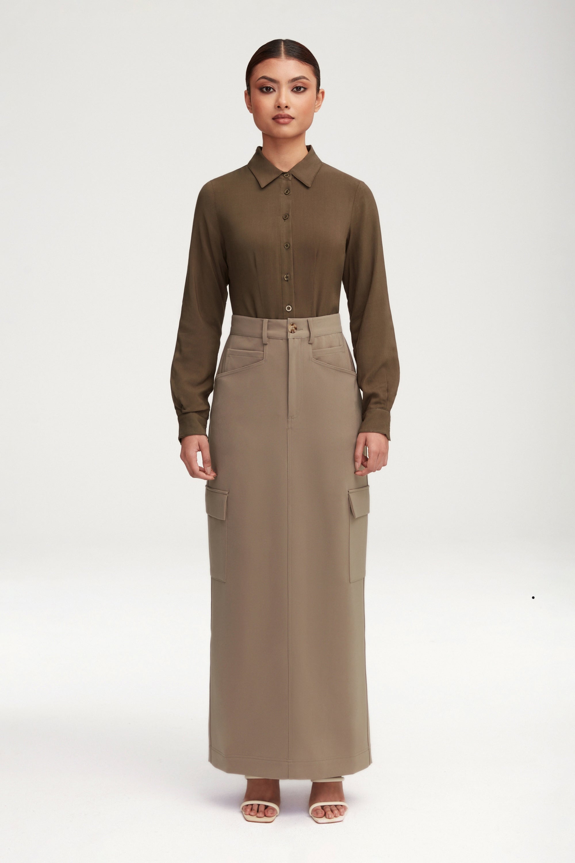 Blake Utility Maxi Skirt - Taupe Clothing Veiled