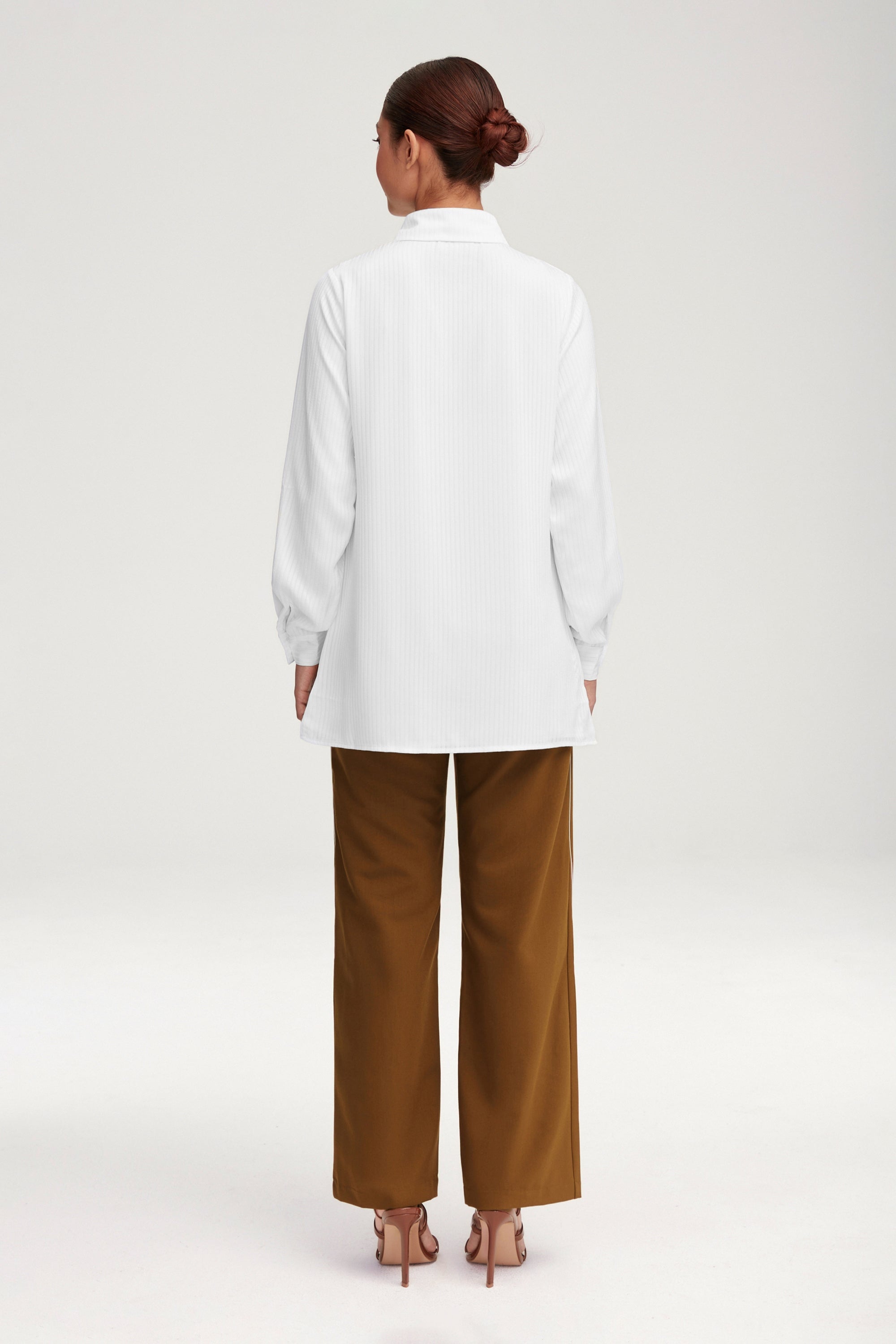 Brown Wide Leg Piping Detail Pants Clothing Veiled