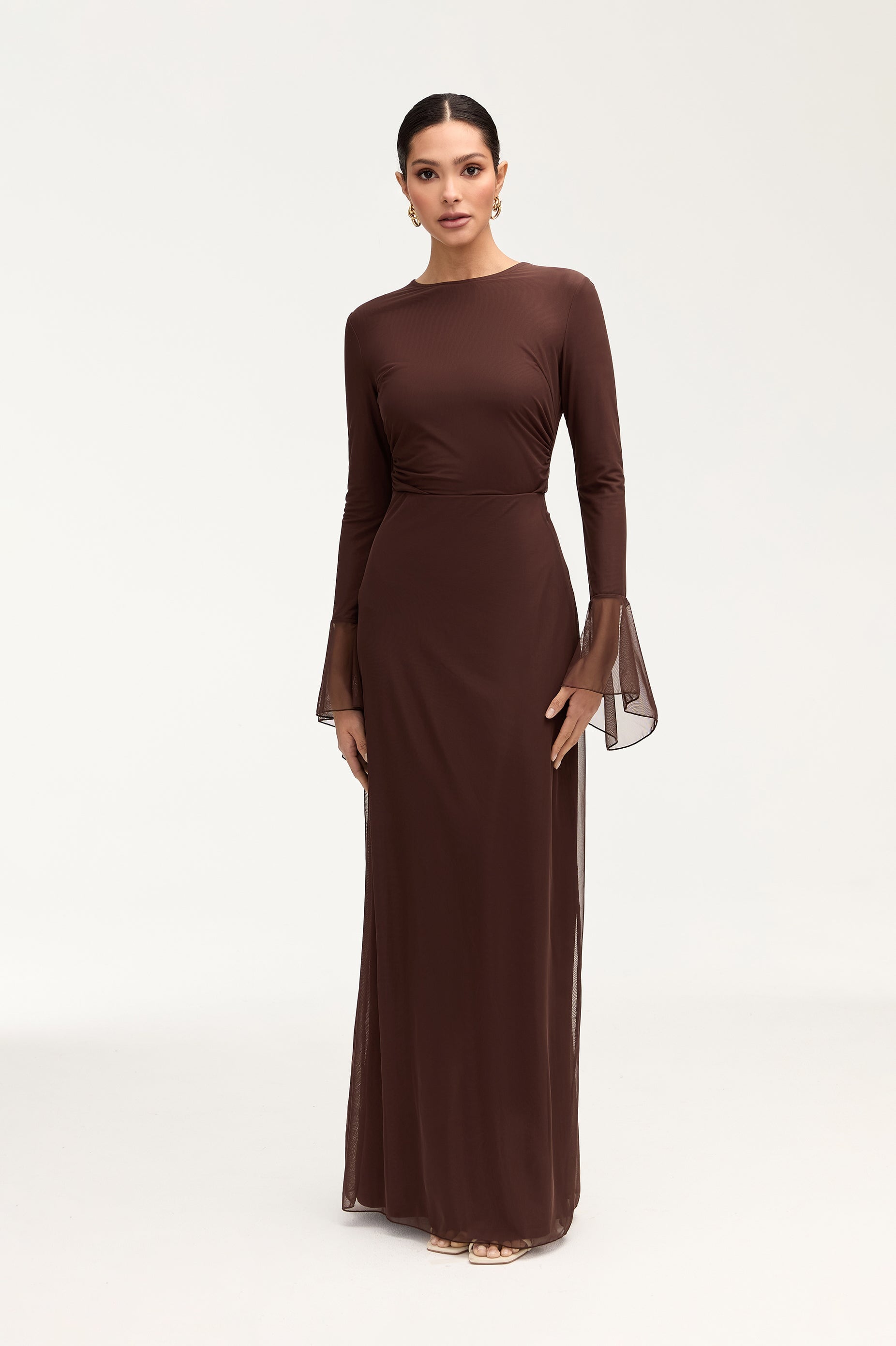 Carmela Mesh Maxi Skirt - Espresso Clothing Veiled