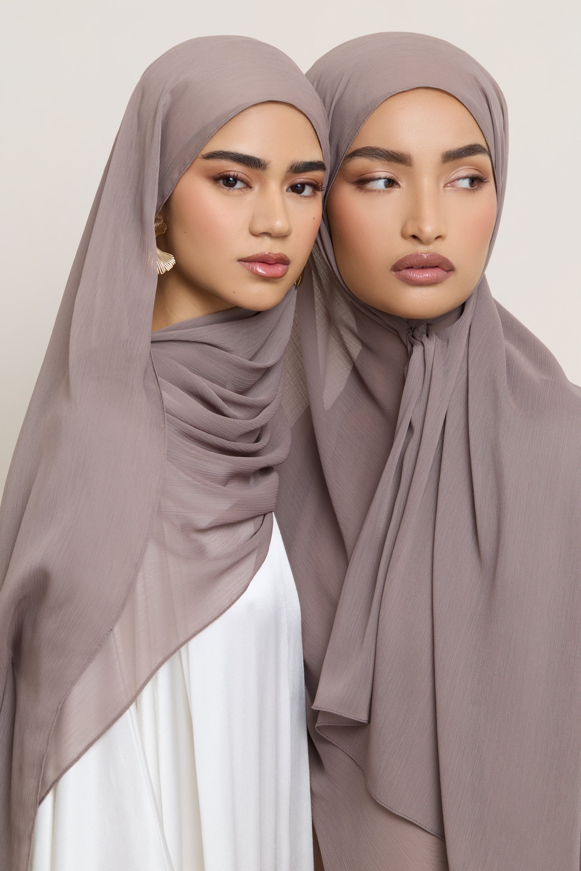 Chiffon Crinkle Hijab - Taupe Hijabs Veiled