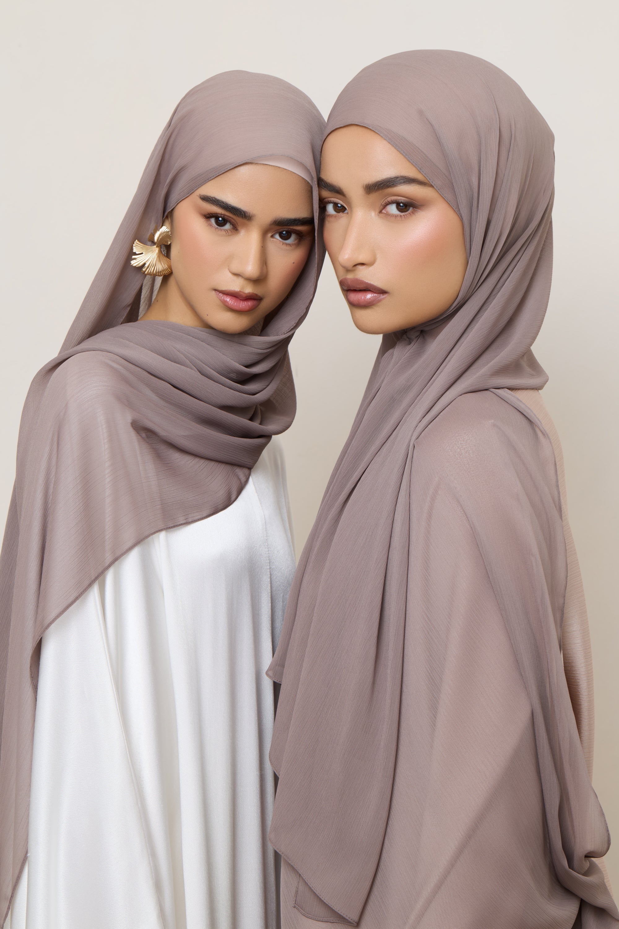 Chiffon Crinkle Hijab - Taupe Hijabs Veiled