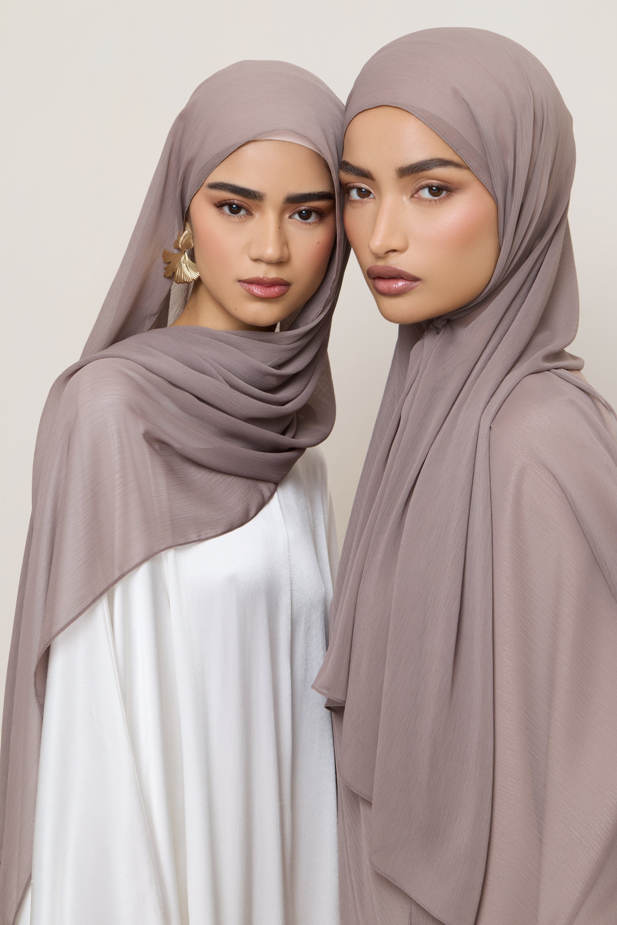 Chiffon Crinkle Hijab - Taupe Hijabs Veiled