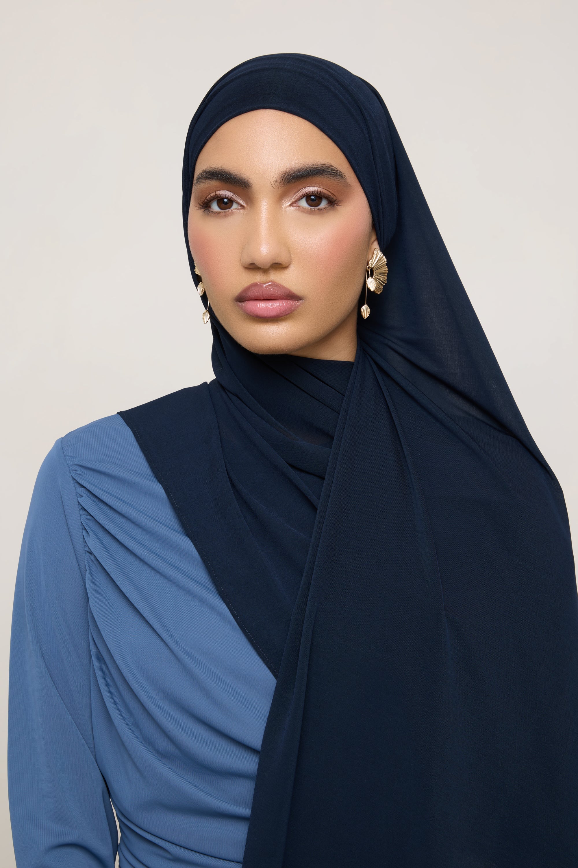 Chiffon Jersey Hijab - Navy Hijabs Veiled