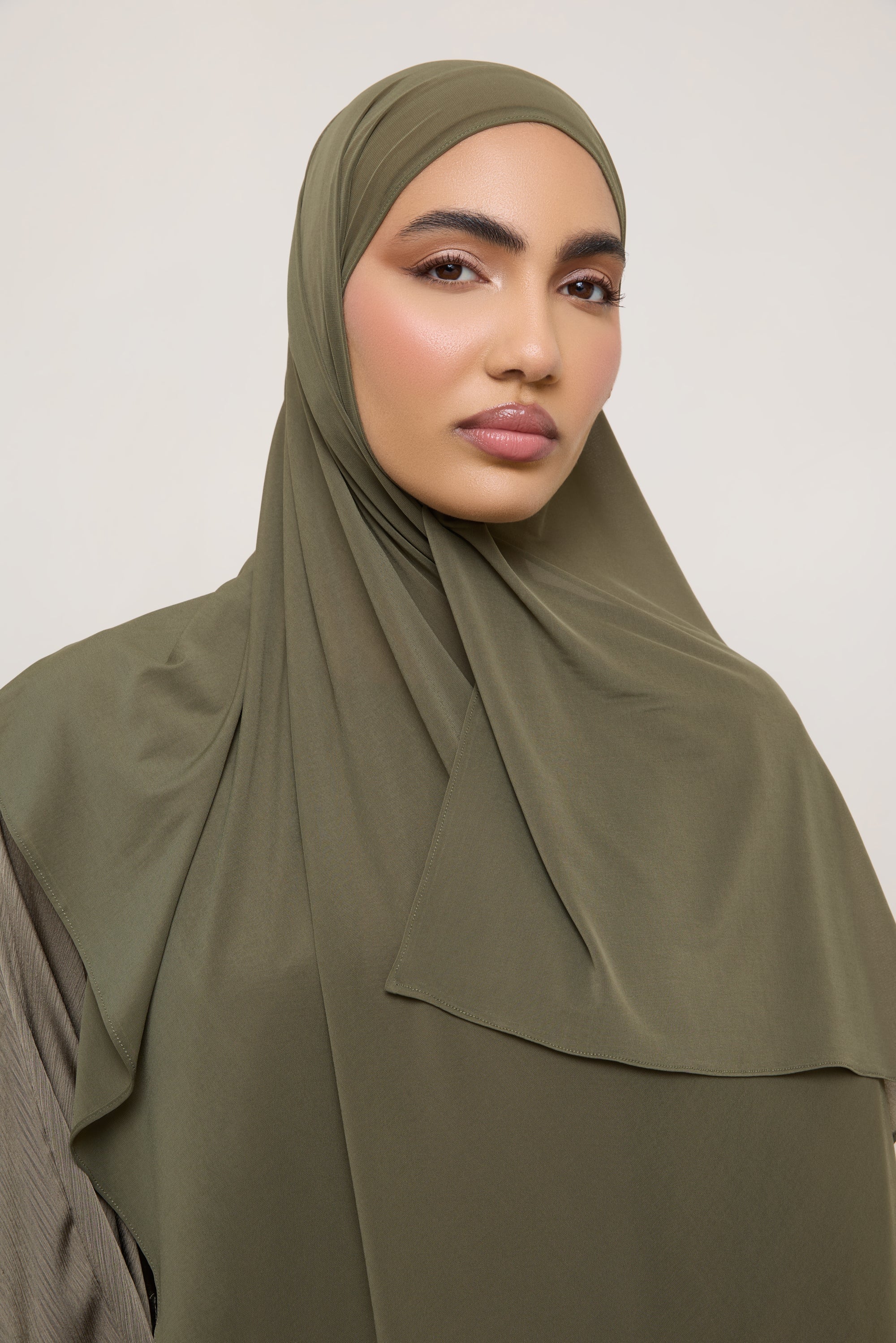 Chiffon Jersey Hijab - Olive Hijabs Veiled