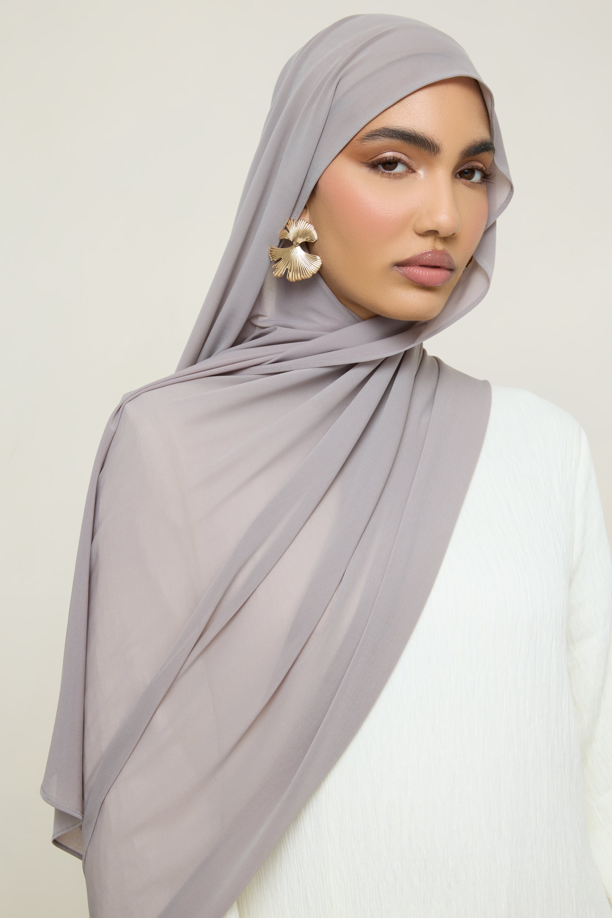 Chiffon Jersey Hijab - Taupe Hijabs Veiled