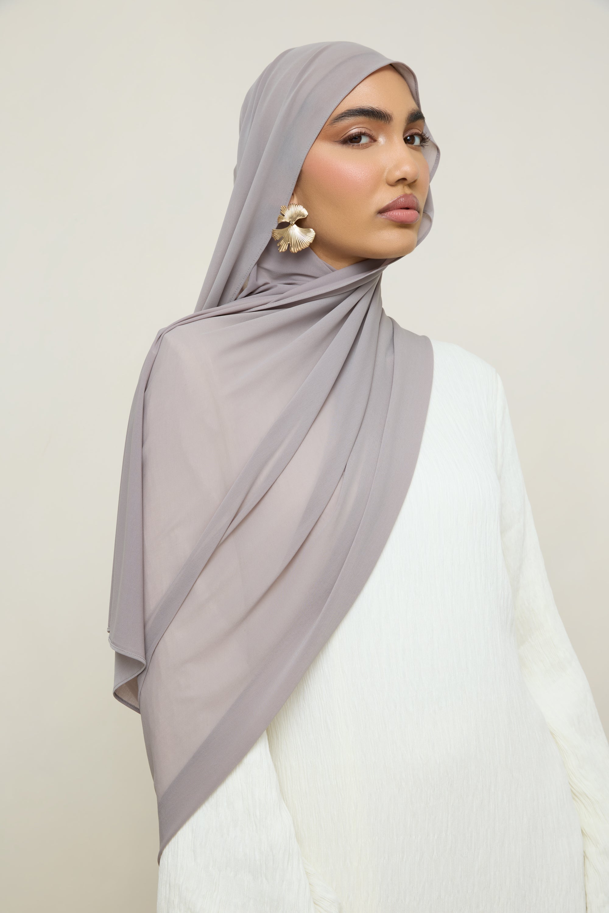 Chiffon Jersey Hijab - Taupe Hijabs Veiled