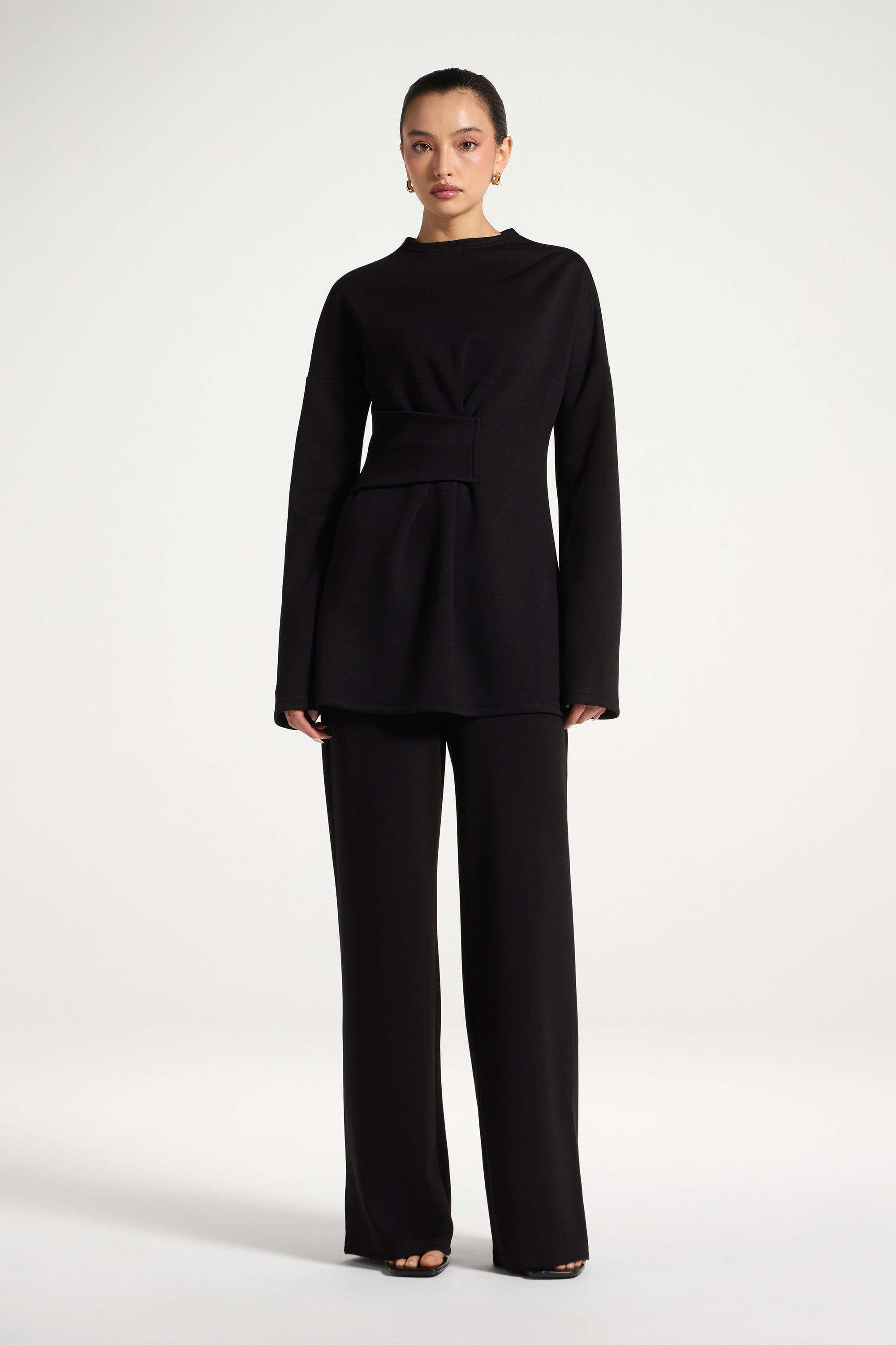 Cinch Top & Pants Set - Black Abayas Veiled