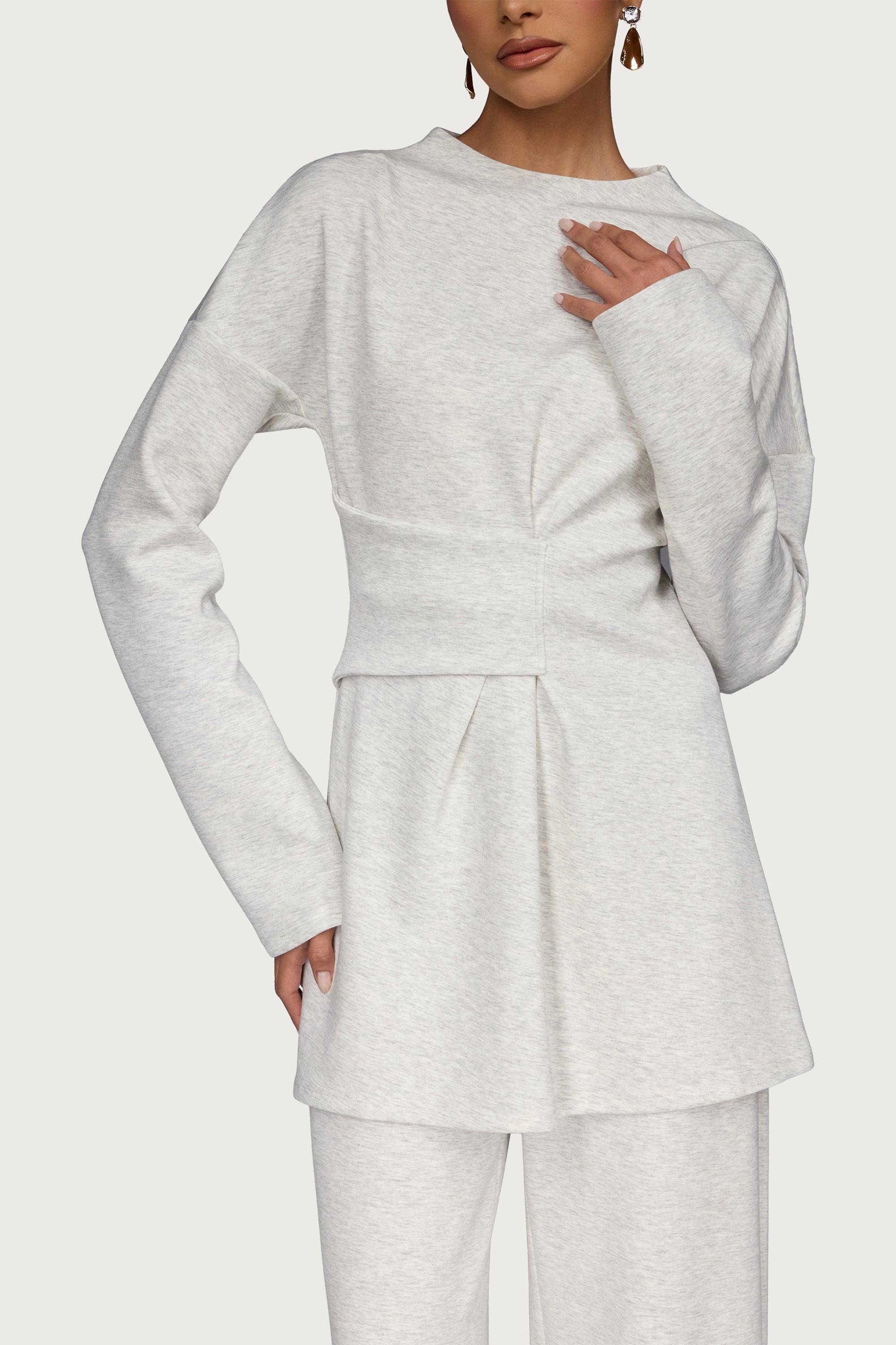 Cinch Top & Pants Set - Heather Grey Abayas Veiled