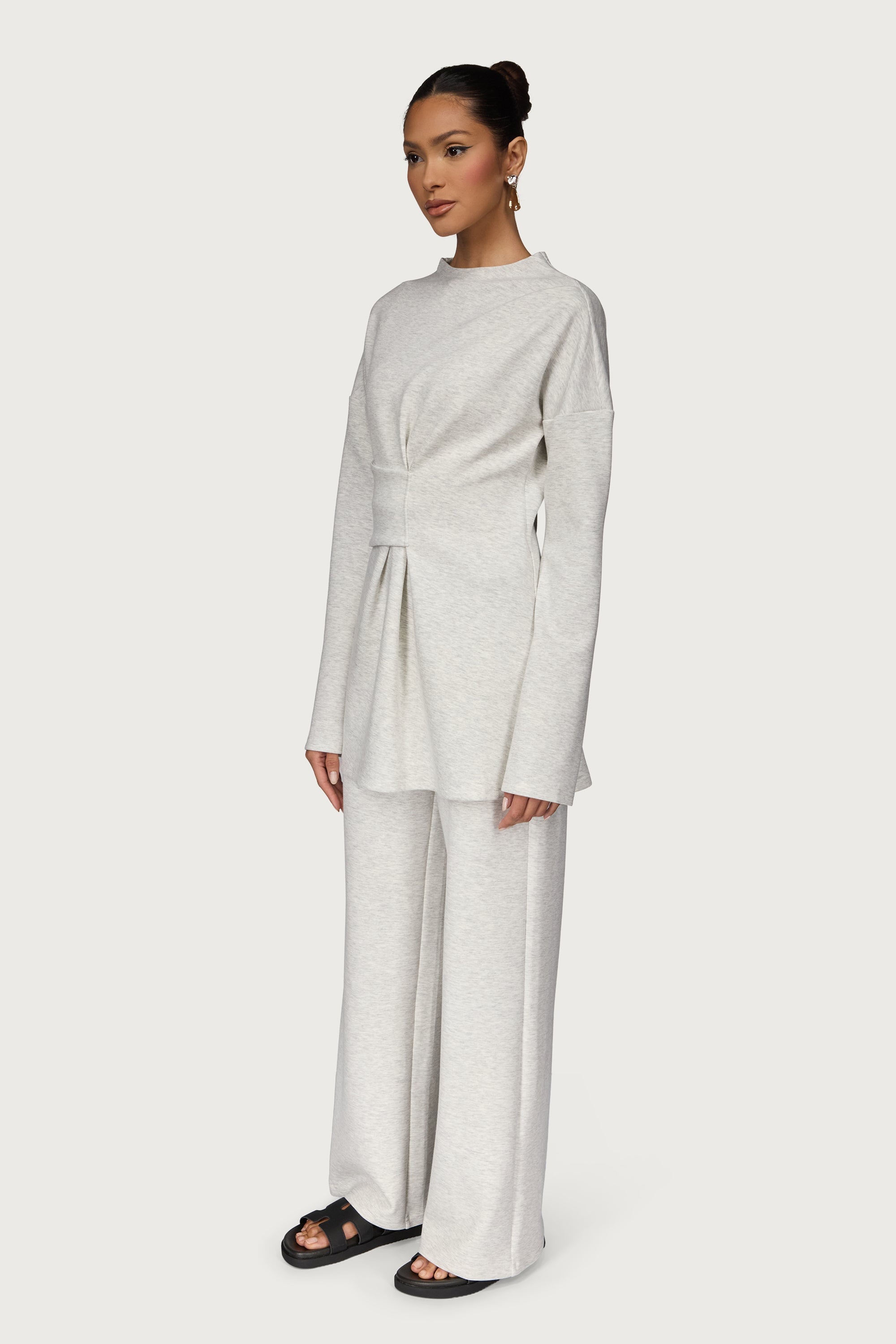 Cinch Top & Pants Set - Heather Grey Abayas Veiled